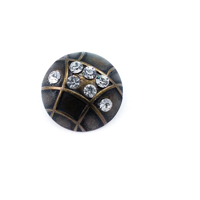 15 mm Rhinestone / Crystal Detail Shank Button front and detail view
