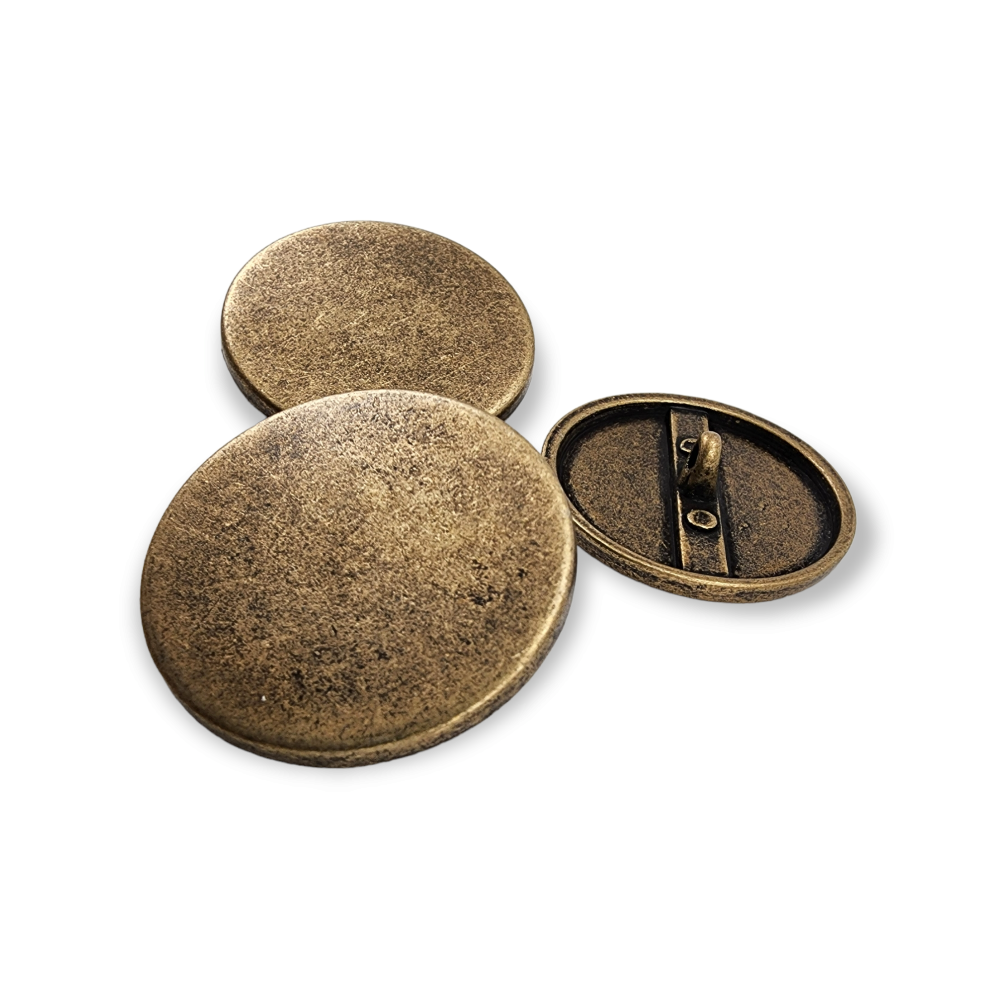 Flat Coin Shape Metal Shank Button 34 mm - 54 L E 716
