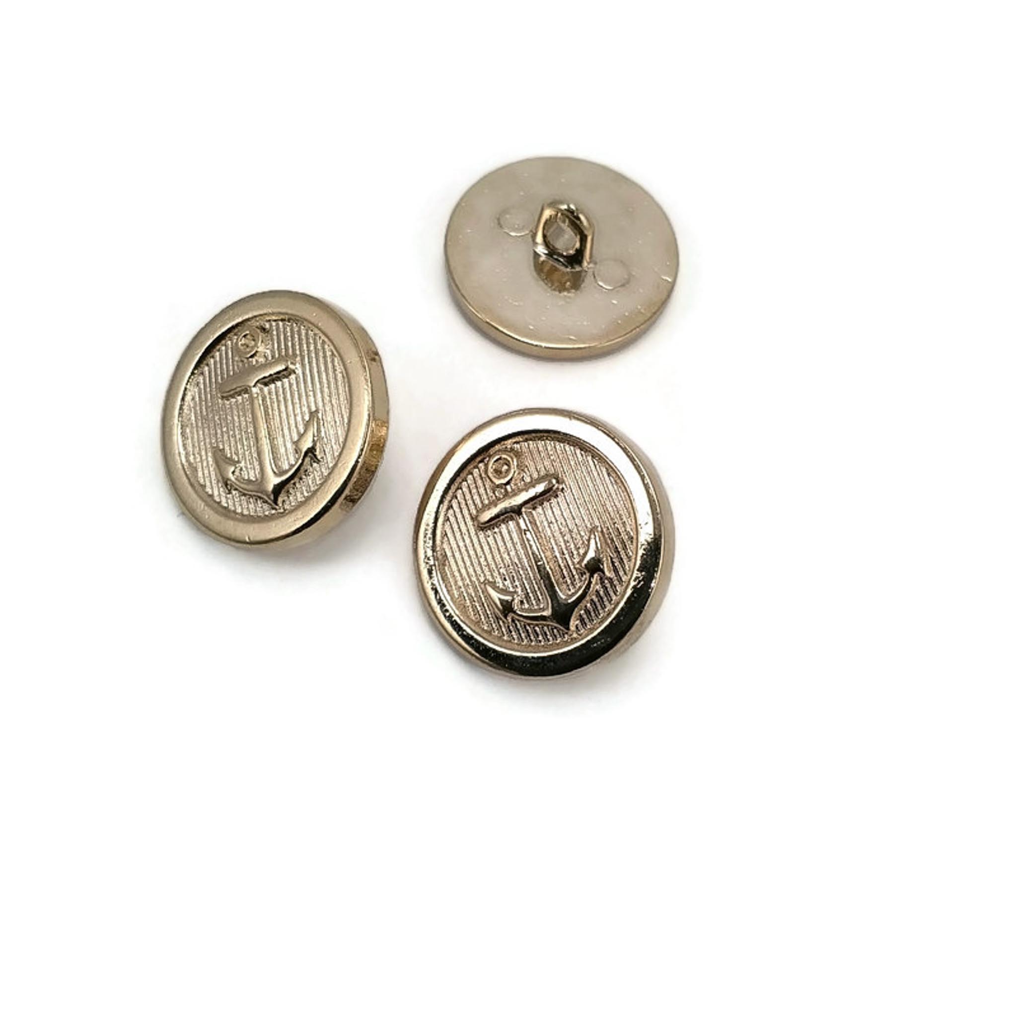 20 mm - 32 boy Gold Kaplama Blazer Ceket Düğmesi Gemi Çapası Armalı E 909 G 20 mm - 32 boy Gold Kaplama Blazer Ceket Düğmesi Gemi Çapası Armalı E 909 G