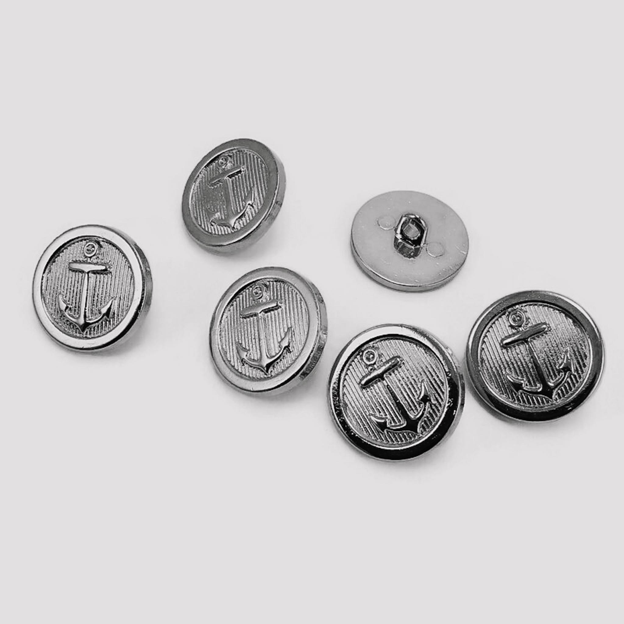20 mm - 32 L Gold Shank Buttons 6 pcs Ship Anchor Crest