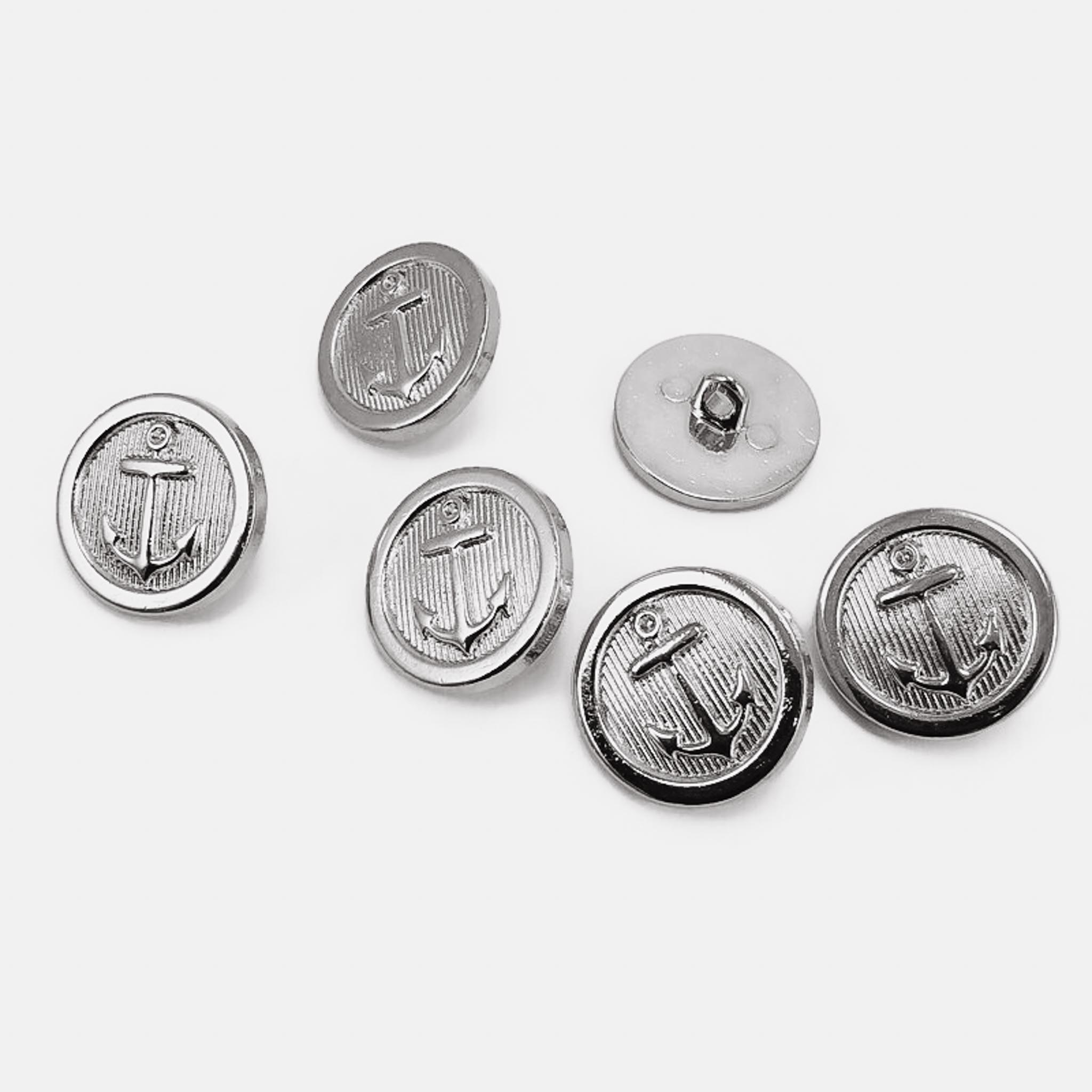 20 mm - 32 L Gold Shank Buttons 6 pcs Ship Anchor Crest