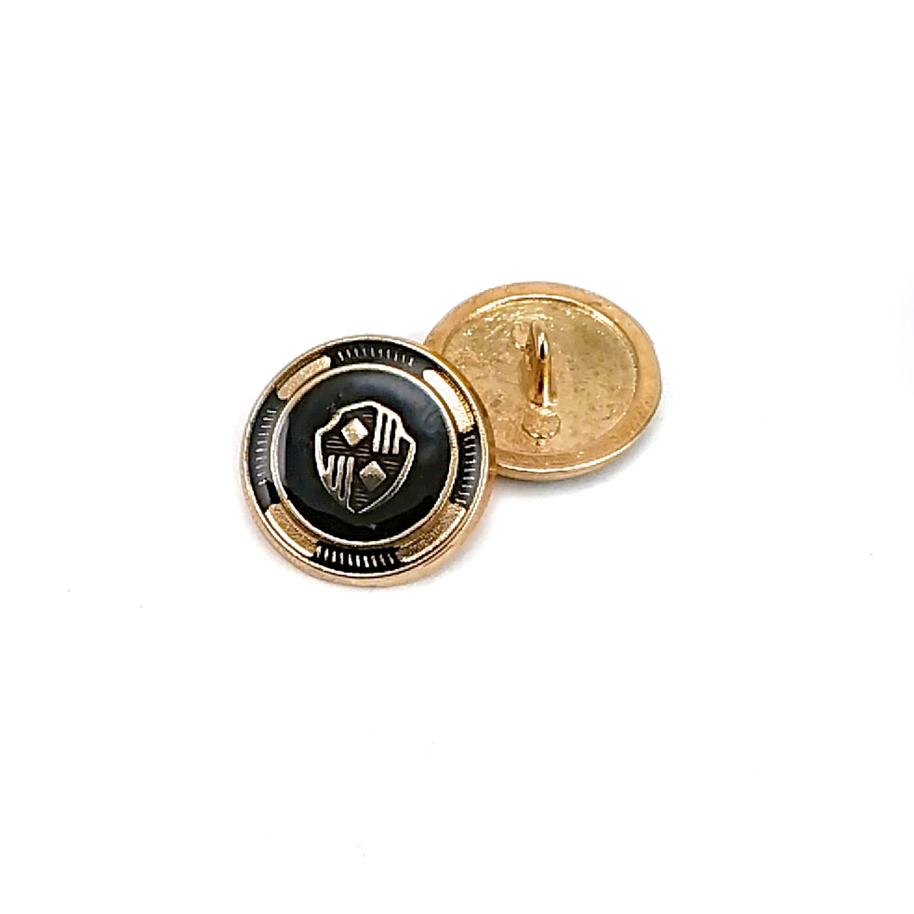 Black Enamel Shield Pattern Blazer Jacket Button 21 mm - 32 L  E 965 V2