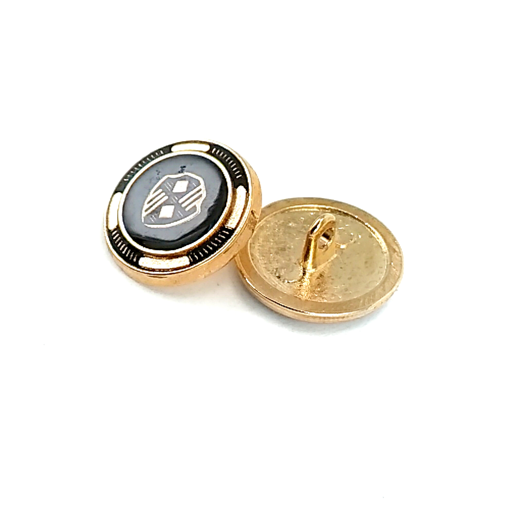 Black Enamel Shield Pattern Blazer Jacket Button 21 mm - 32 L  E 965 V2