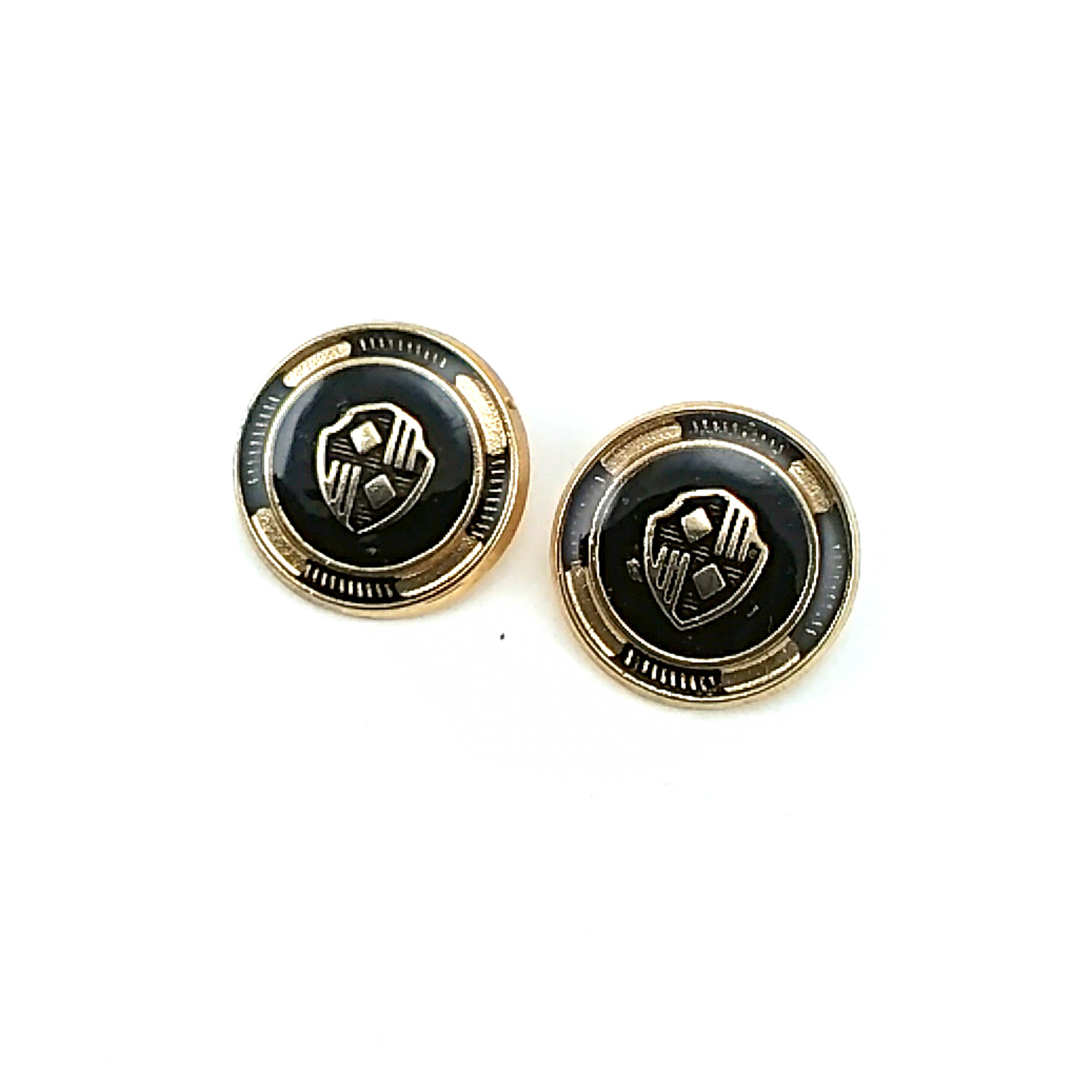 Black Enamel Shield Pattern Blazer Jacket Button 21 mm - 32 L  E 965 V2