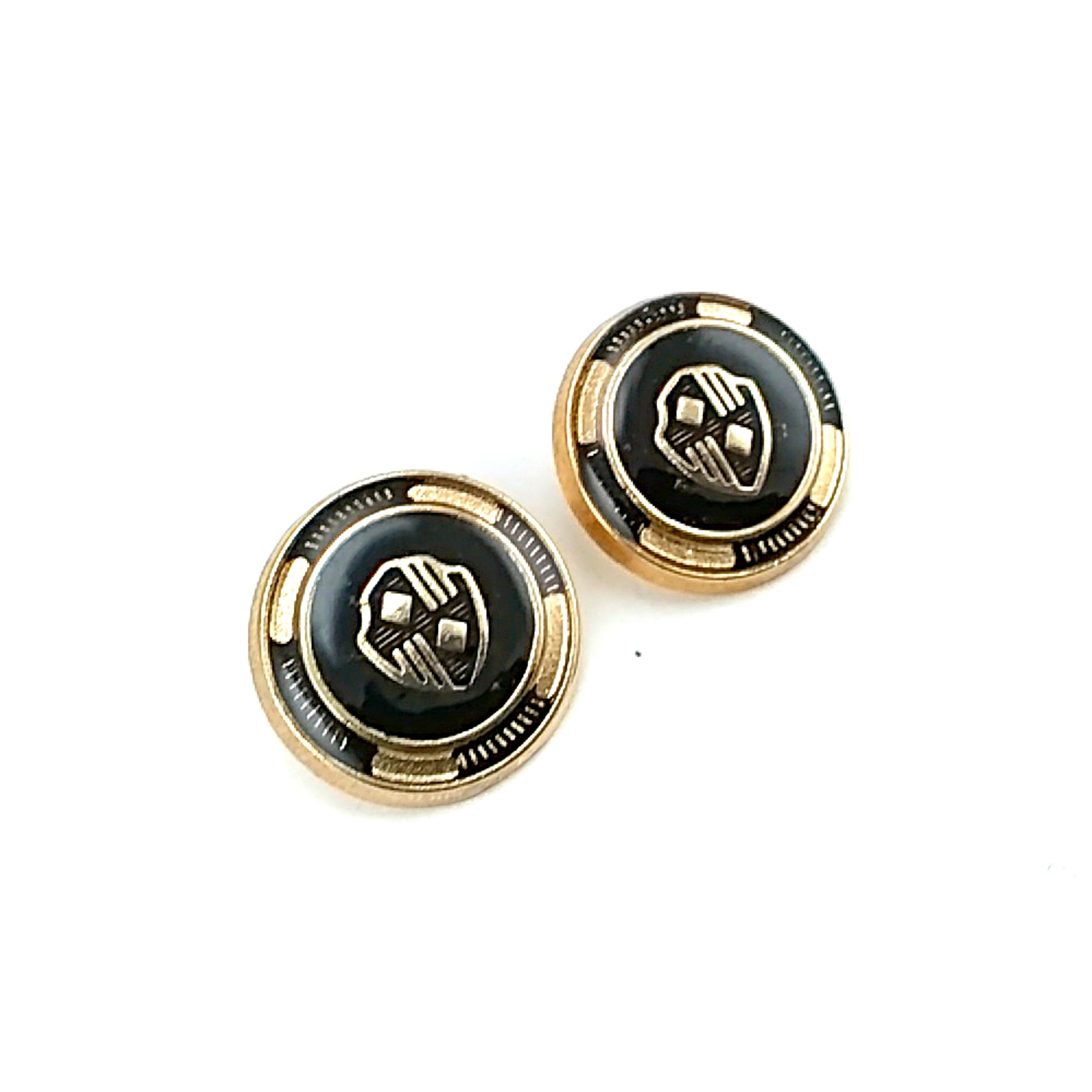 Black Enamel Shield Pattern Blazer Jacket Button 21 mm - 32 L  E 965 V2