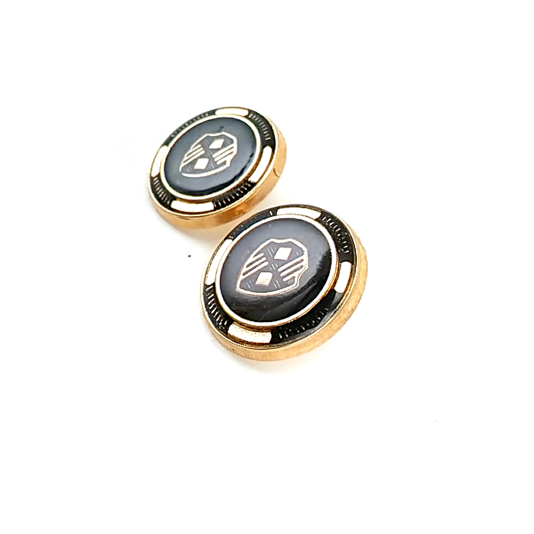 Black Enamel Shield Pattern Blazer Jacket Button 21 mm - 32 L  E 965 V2