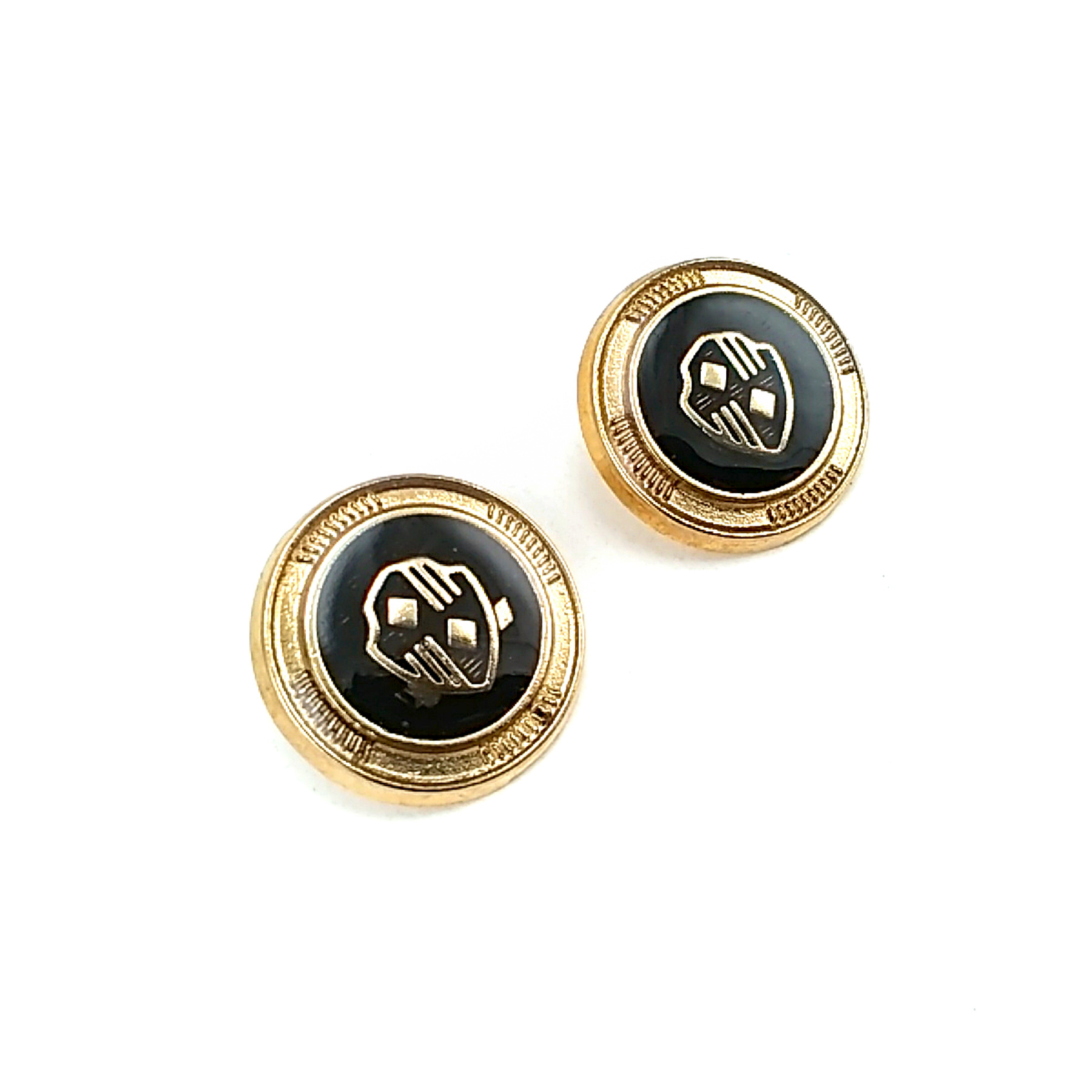 Blazer Jacket Button Shield Patterned Black Enamel 21 mm - 32 L E 965 V3 Blazer Jacket Button Shield Patterned Black Enamel 21 mm - 32 L E 965 V3