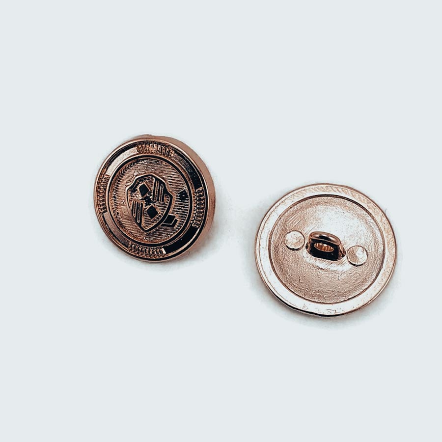 15 mm Gold Tone Shank Button front and detail view