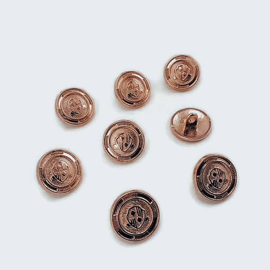 15 mm - 24 L Blazer Jacket Button Cufflinks (Set of 8) Shield Patterned