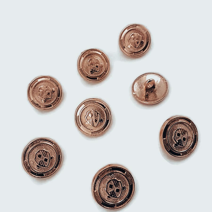 15 mm - 24 L Blazer Jacket Button Cufflinks (Set of 8) Shield Patterned