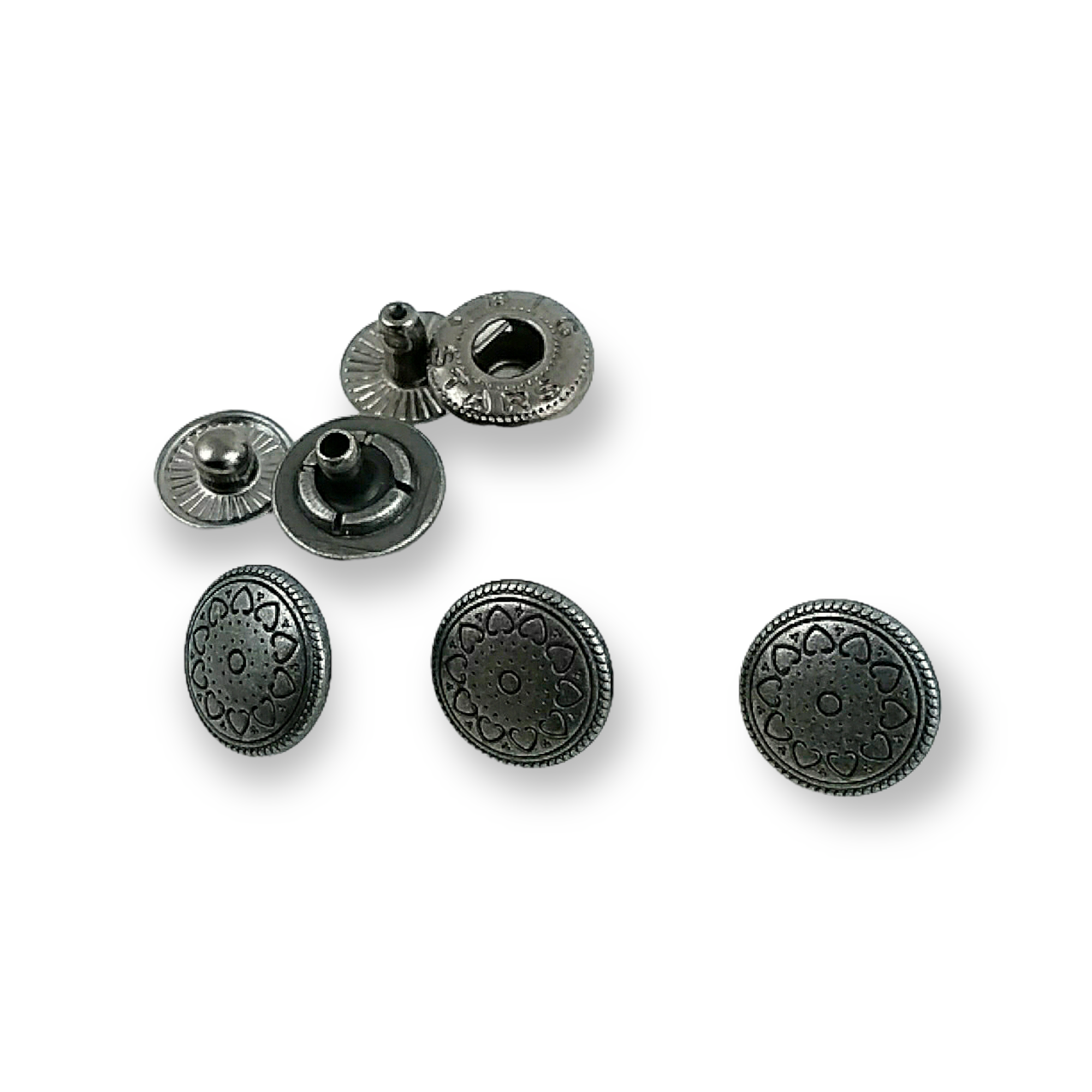 Kalp Motifli Çıt çıt Düğme 12 mm - 18 boy E 1180