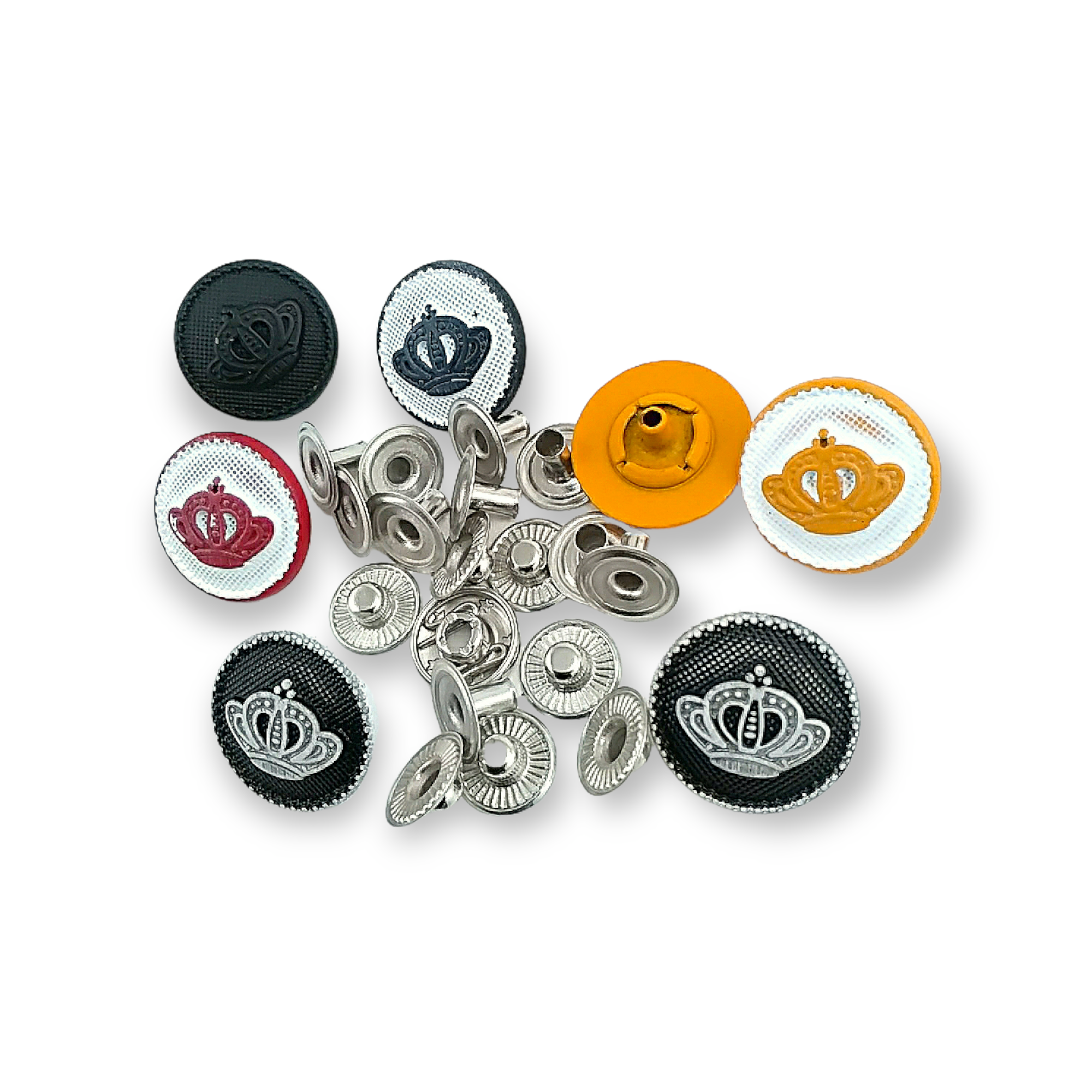 18 mm - 29 L Metal Crown Patterned Snap Button