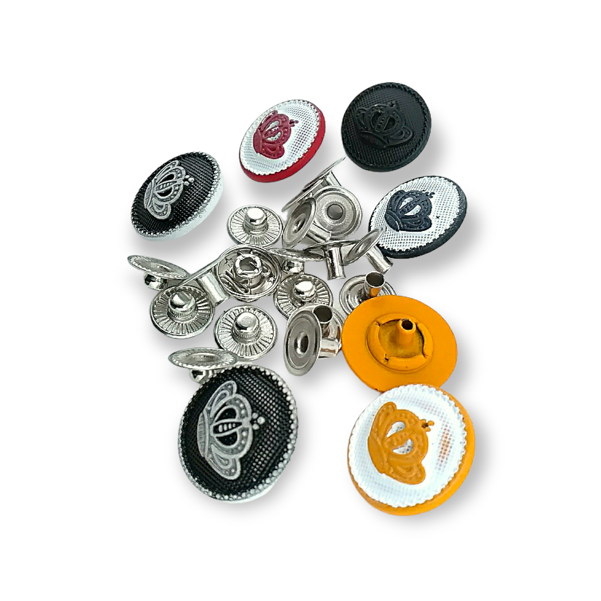 18 mm - 29 L Metal Crown Patterned Snap Button