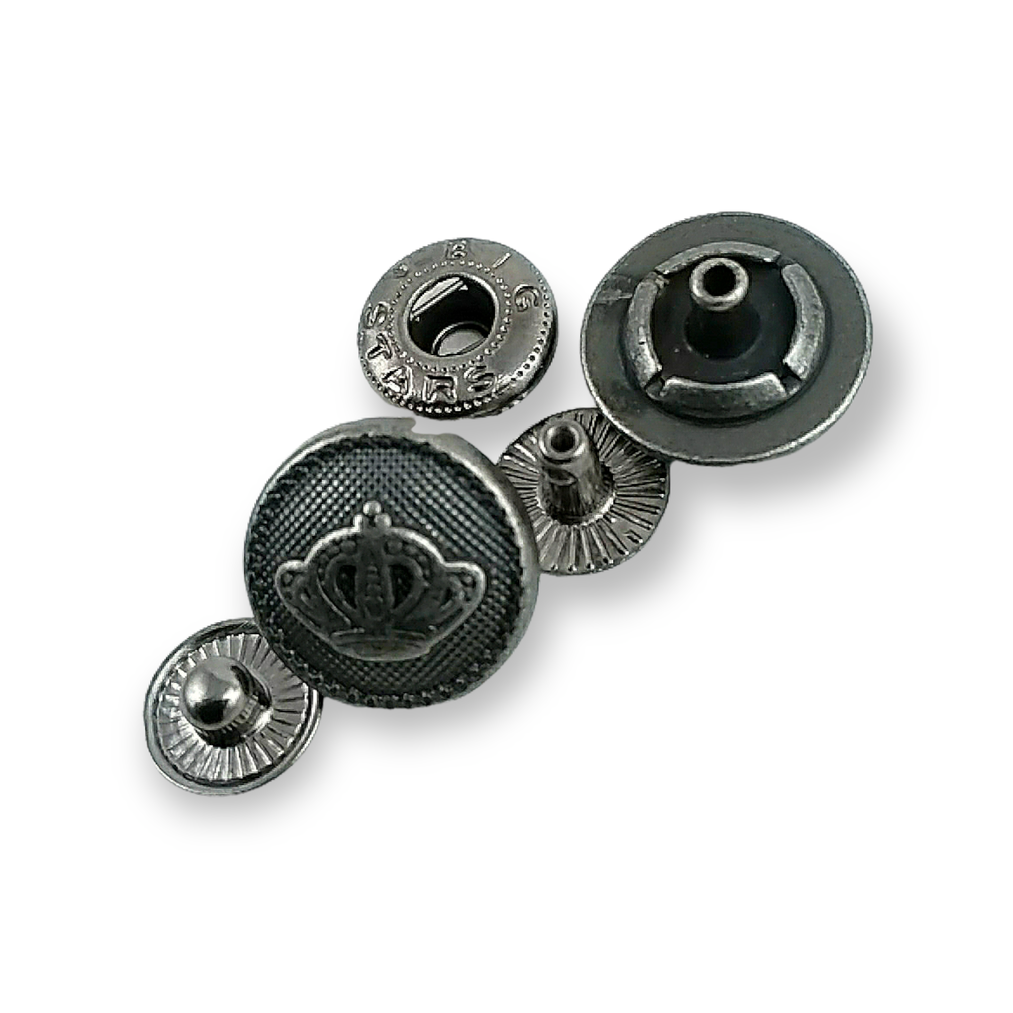 Crown Logo Snap Fasteners Button 15 mm - 24 L E 1467 Crown Logo Snap Fasteners Button 15 mm - 24 L E 1467