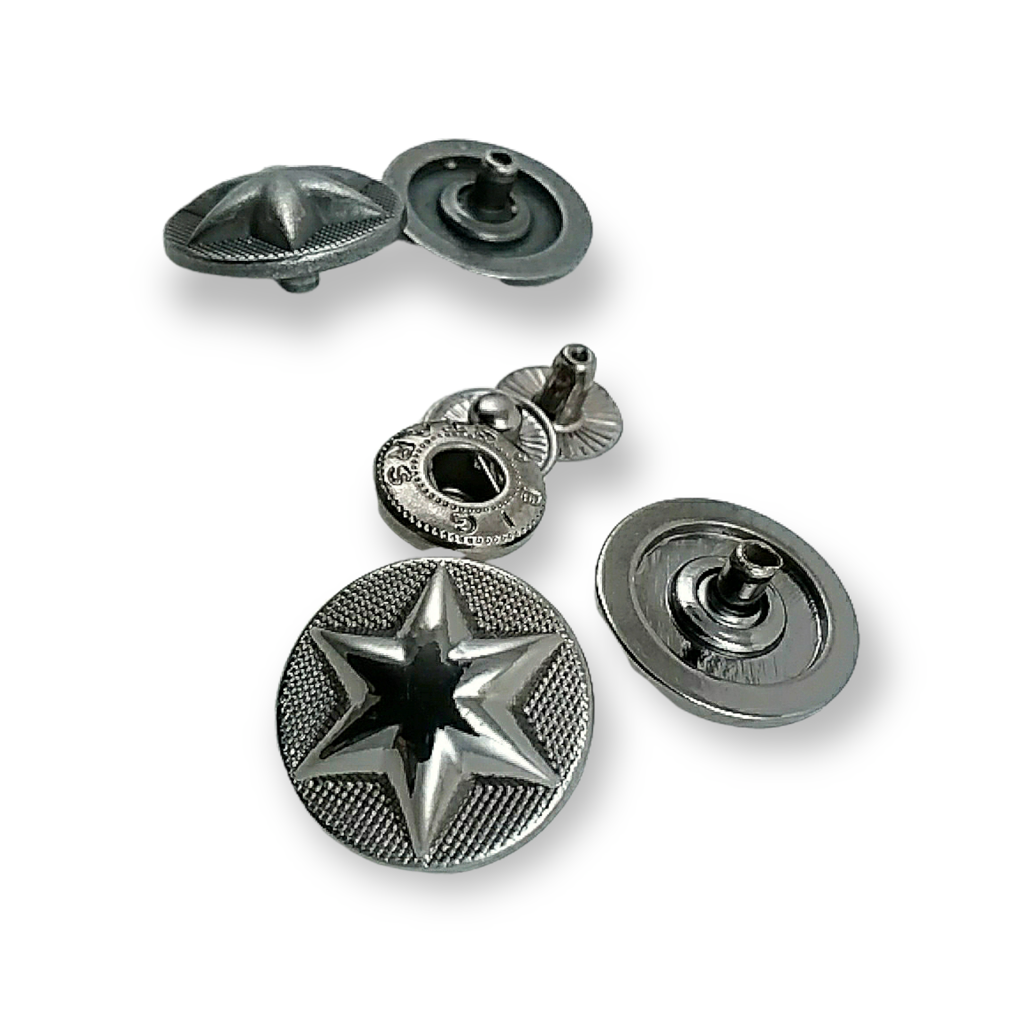 Metal Yıldız Tasarımlı Çıt çıt Düğme 17 mm - 27 boy E 1482 Metal Yıldız Tasarımlı Çıt çıt Düğme 17 mm - 27 boy E 1482