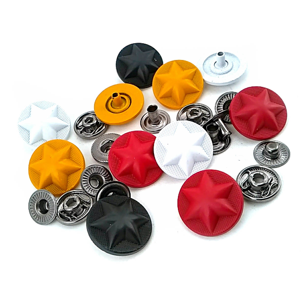 Metal Yıldız Tasarımlı Çıt çıt Düğme Mat Boya 17 mm - 27 boy E 1482 MN Metal Yıldız Tasarımlı Çıt çıt Düğme Mat Boya 17 mm - 27 boy E 1482 MN