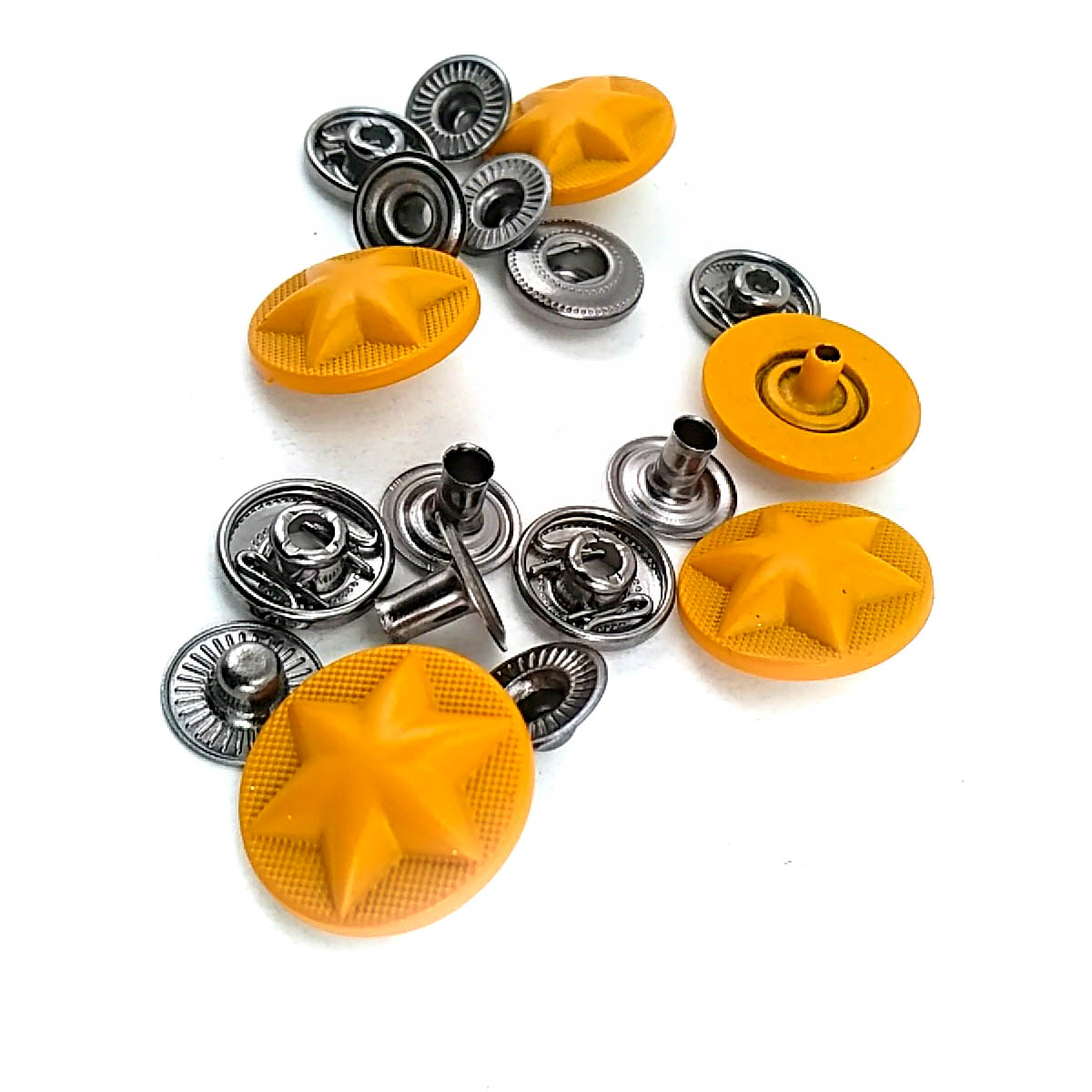 Metal Yıldız Tasarımlı Çıt çıt Düğme Mat Boya 17 mm - 27 boy E 1482 MN