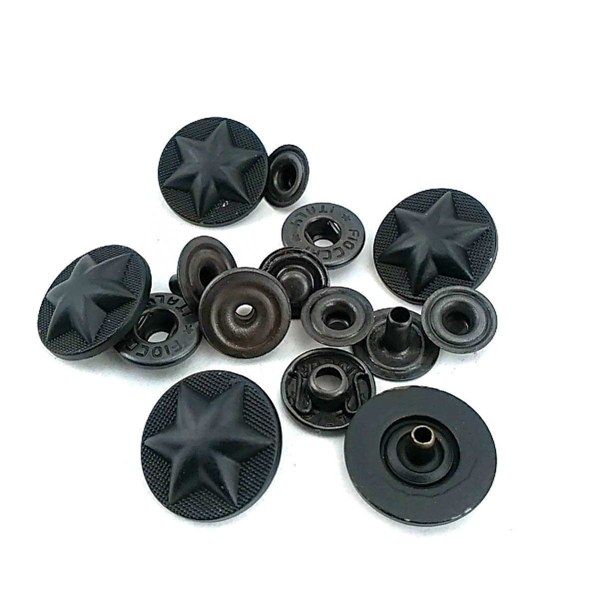 Metal Yıldız Tasarımlı Çıt çıt Düğme Mat Boya 17 mm - 27 boy E 1482 MN