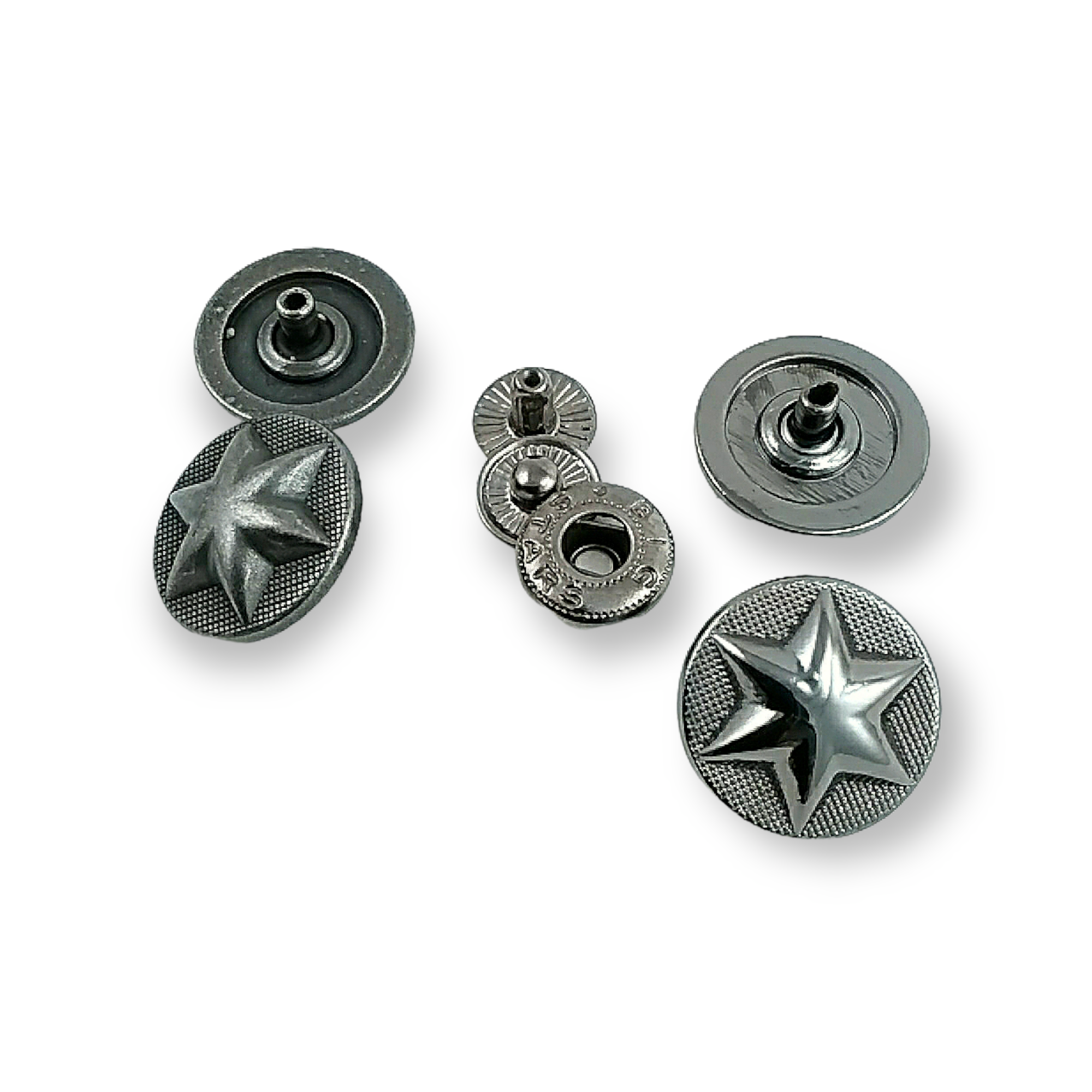 Metal Yıldız Tasarımlı Çıt çıt Düğme 17 mm - 27 boy E 1482 Metal Yıldız Tasarımlı Çıt çıt Düğme 17 mm - 27 boy E 1482