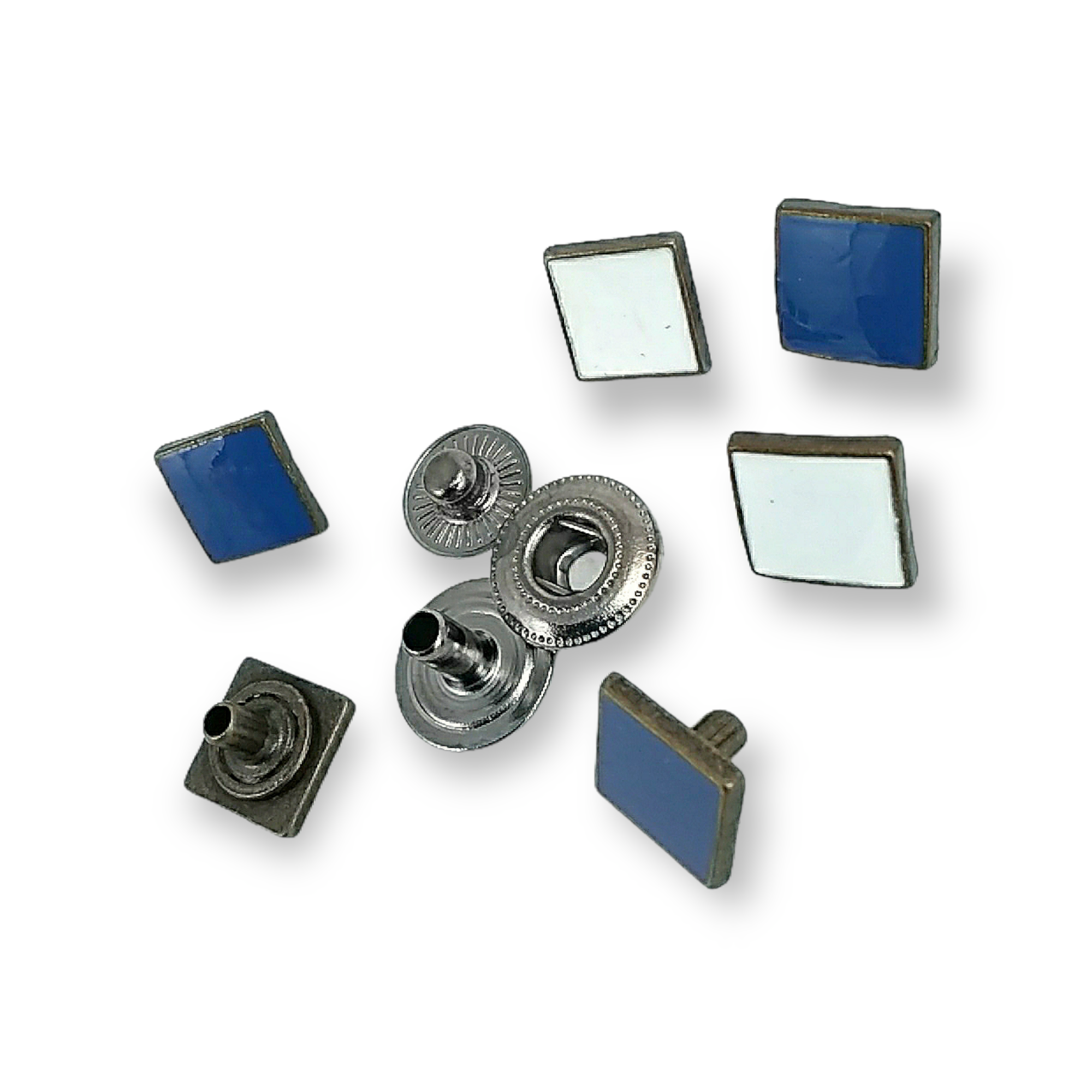 Enamel Snap Fastener Button 10 x 10 mm Square Shape Coat and Jacket Snaps Button E 1624