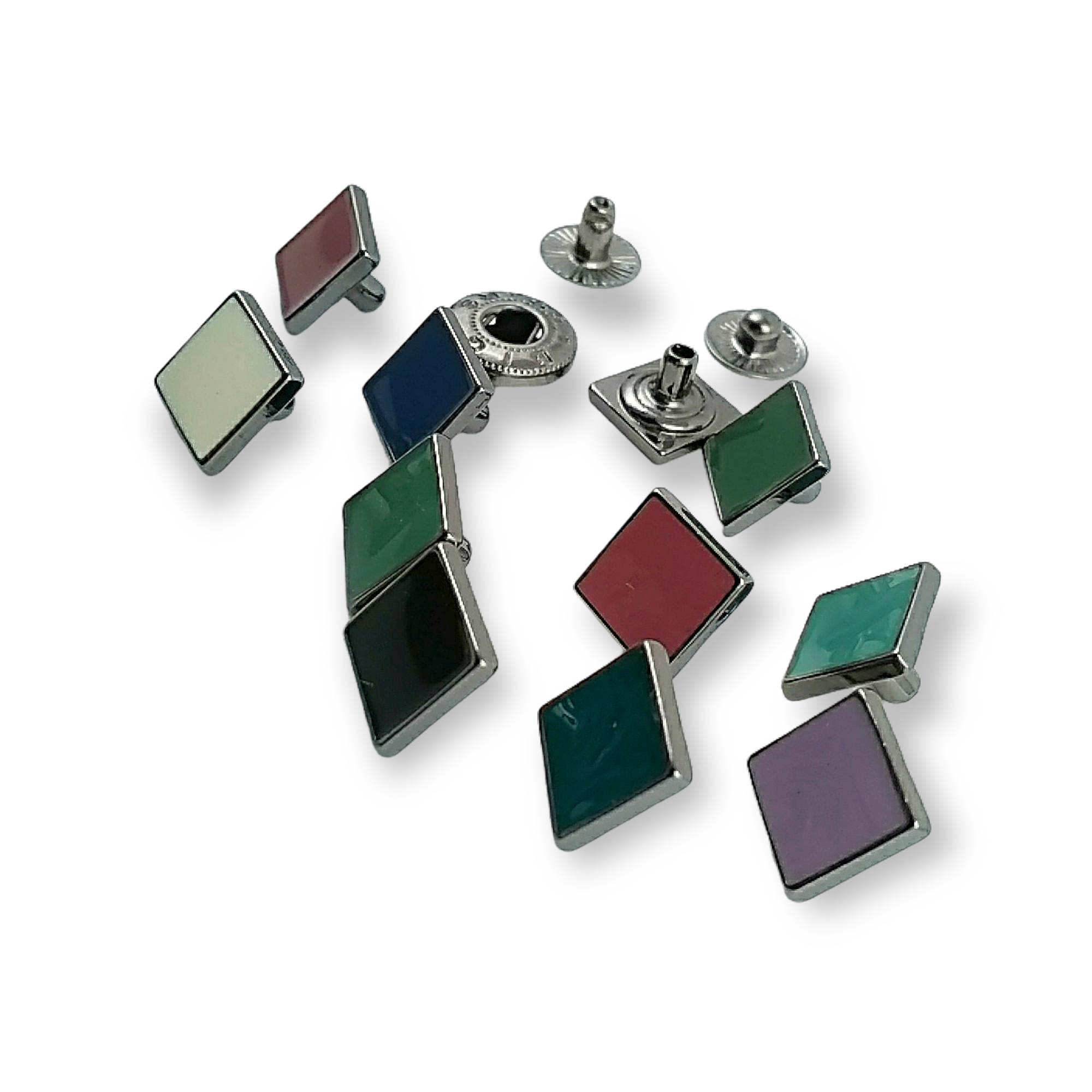 Enamel Snap Fastener Button 10 x 10 mm Square Shape Coat and Jacket Snaps Button E 1624 Enamel Snap Fastener Button 10 x 10 mm Square Shape Coat and Jacket Snaps Button E 1624