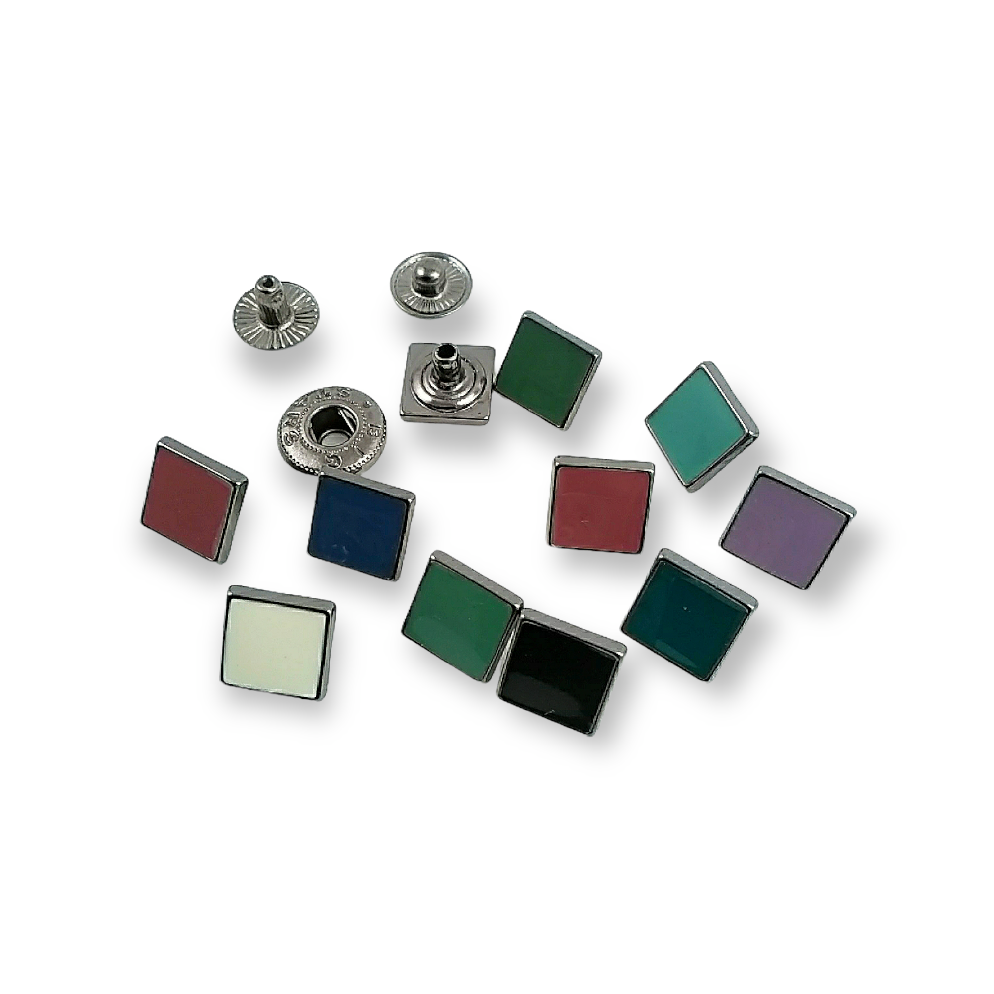 Enamel Snap Fastener Button 10 x 10 mm Square Shape Coat and Jacket Snaps Button E 1624 Enamel Snap Fastener Button 10 x 10 mm Square Shape Coat and Jacket Snaps Button E 1624