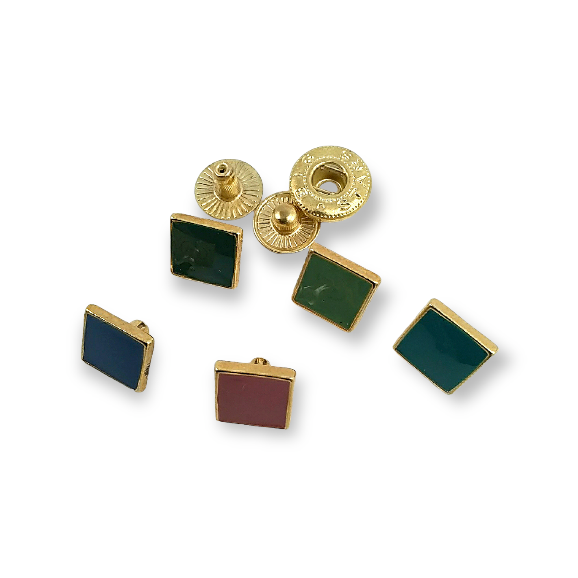 Enamel Snap Fastener Button 10 x 10 mm Square Shape Coat and Jacket Snaps Button E 1624 Enamel Snap Fastener Button 10 x 10 mm Square Shape Coat and Jacket Snaps Button E 1624