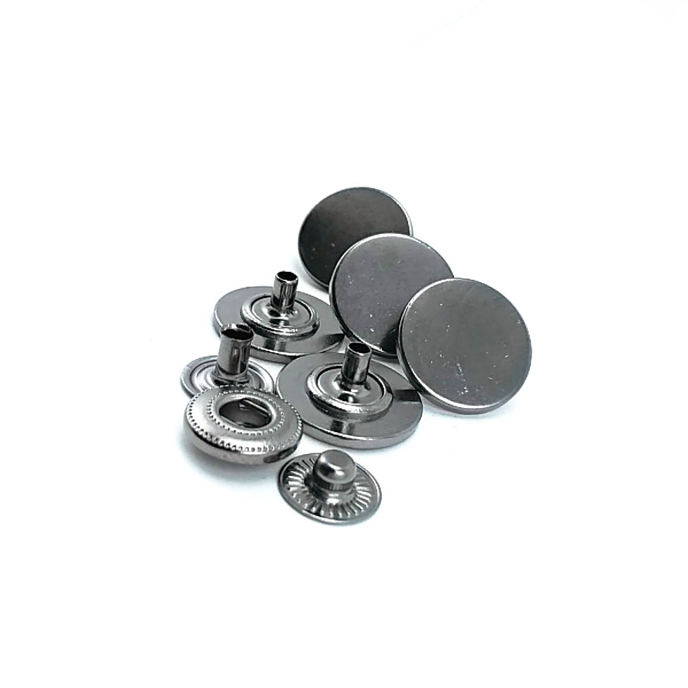 17 mm flat coin-style zinc alloy snap fastener for apparel and leather goods