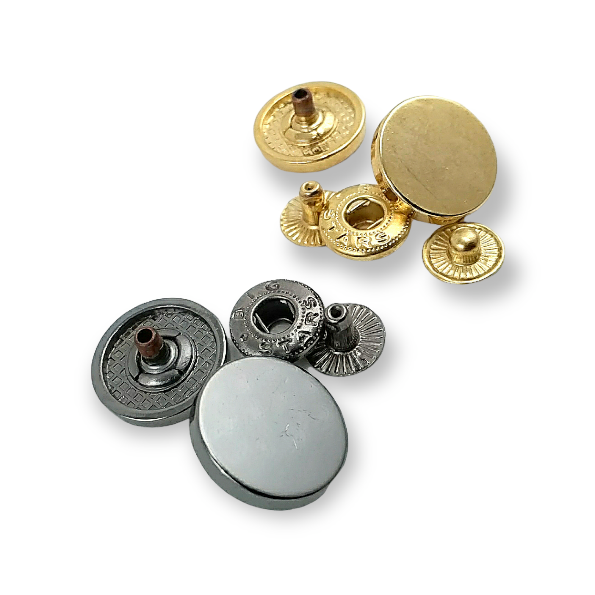 17 mm flat coin-style zinc alloy snap fastener for apparel and leather goods