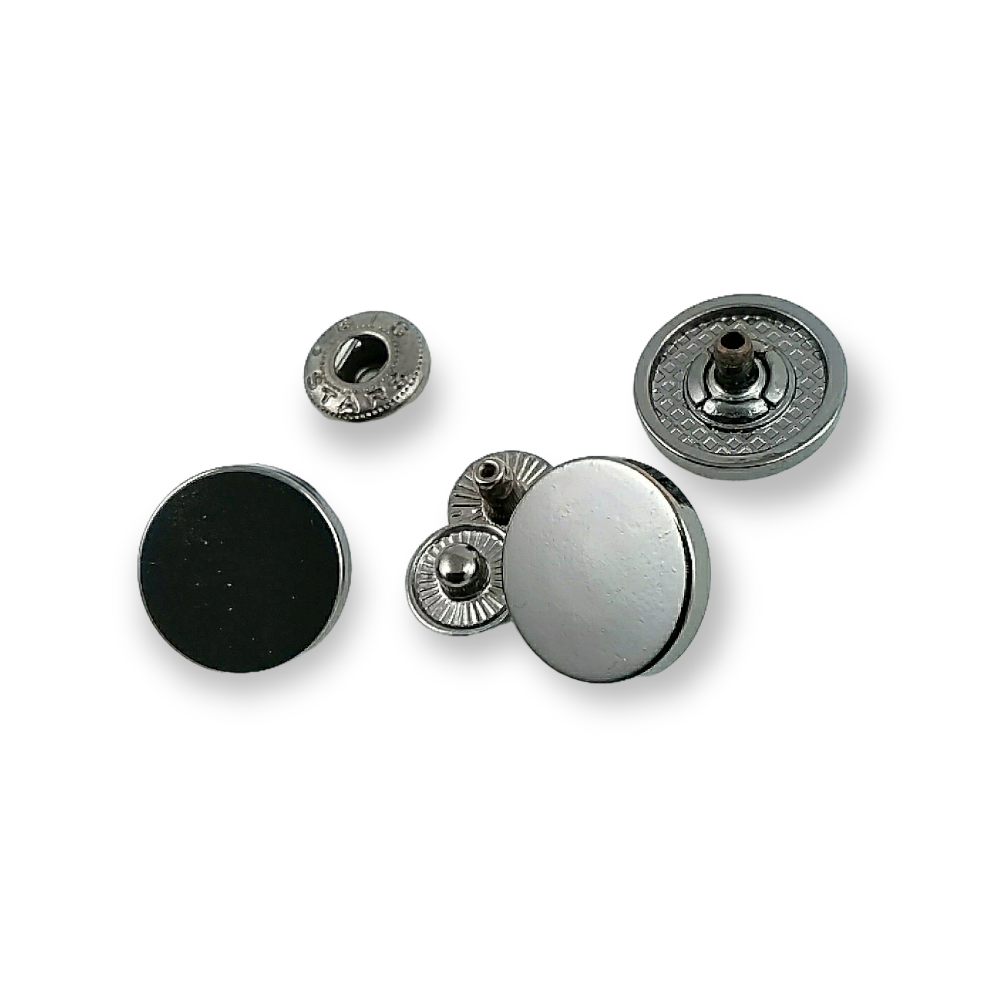 17 mm flat coin-style zinc alloy snap fastener for apparel and leather goods