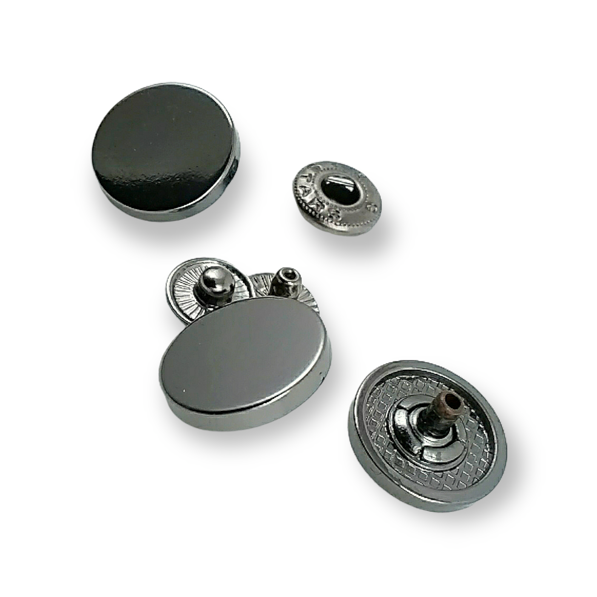 17 mm flat coin-style zinc alloy snap fastener for apparel and leather goods