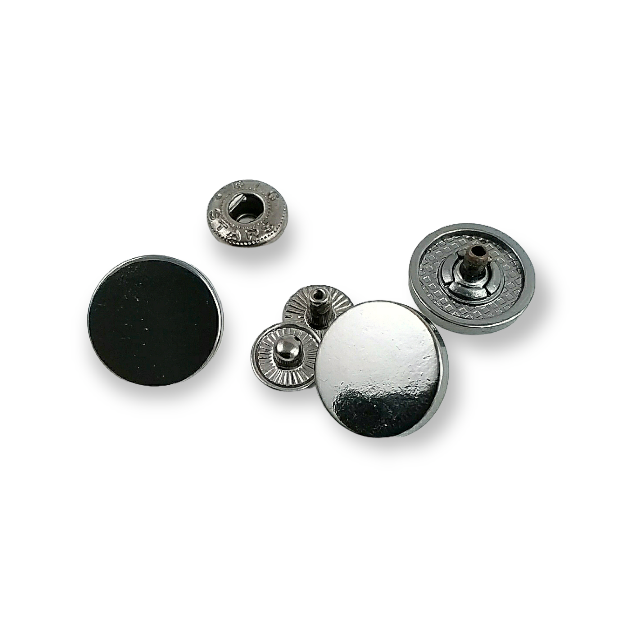 17 mm flat coin-style zinc alloy snap fastener for apparel and leather goods