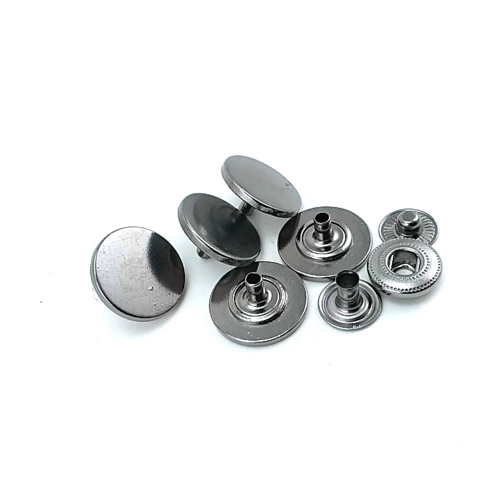 17 mm flat coin-style zinc alloy snap fastener for apparel and leather goods