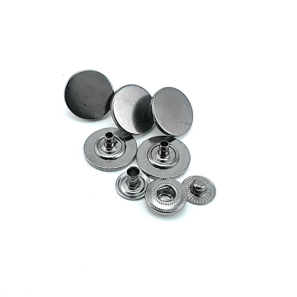 17 mm flat coin-style zinc alloy snap fastener for apparel and leather goods