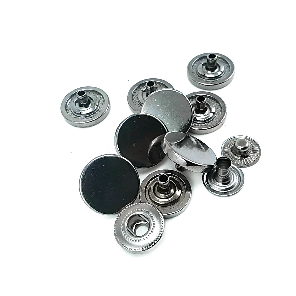 15 mm düz para şekil zamak metal çıtçıt düğme