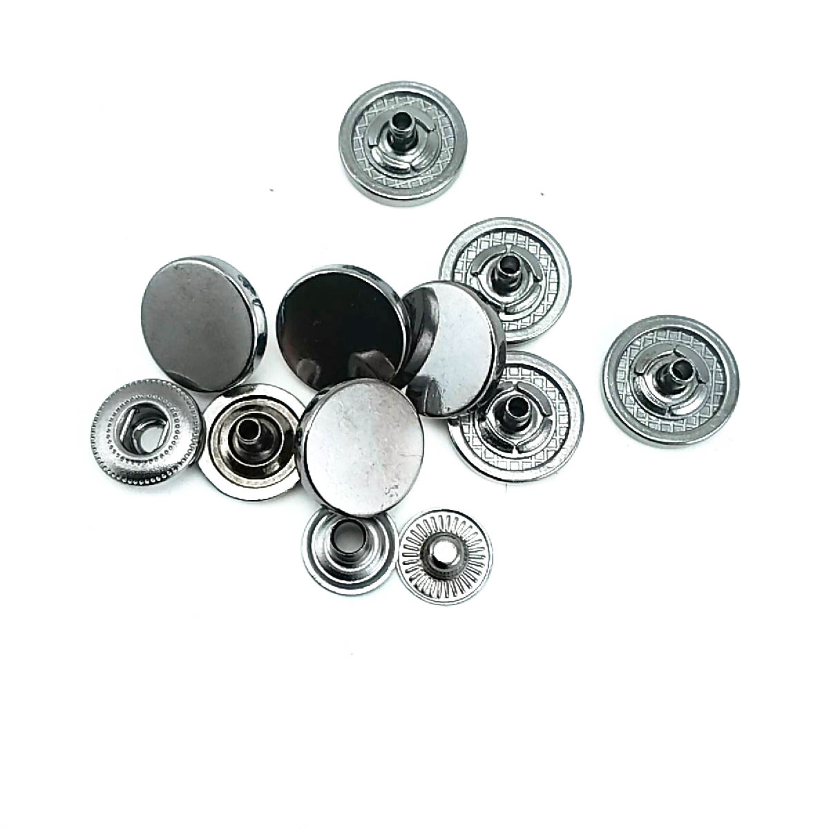 15 mm düz para şekil zamak metal çıtçıt düğme