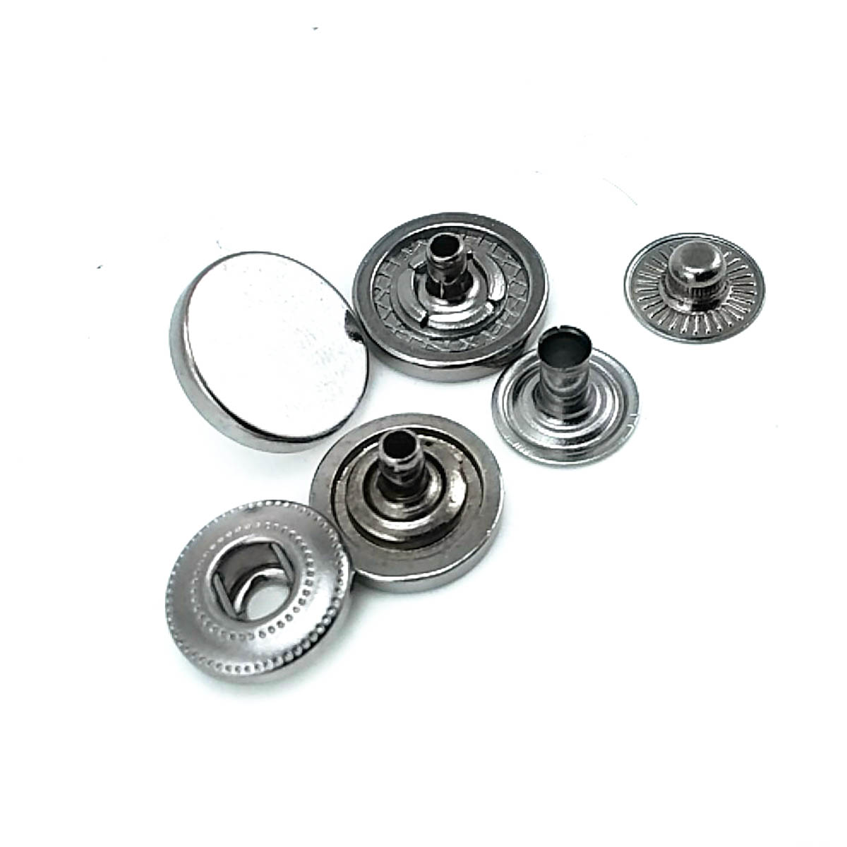 15 mm düz para şekil zamak metal çıtçıt düğme