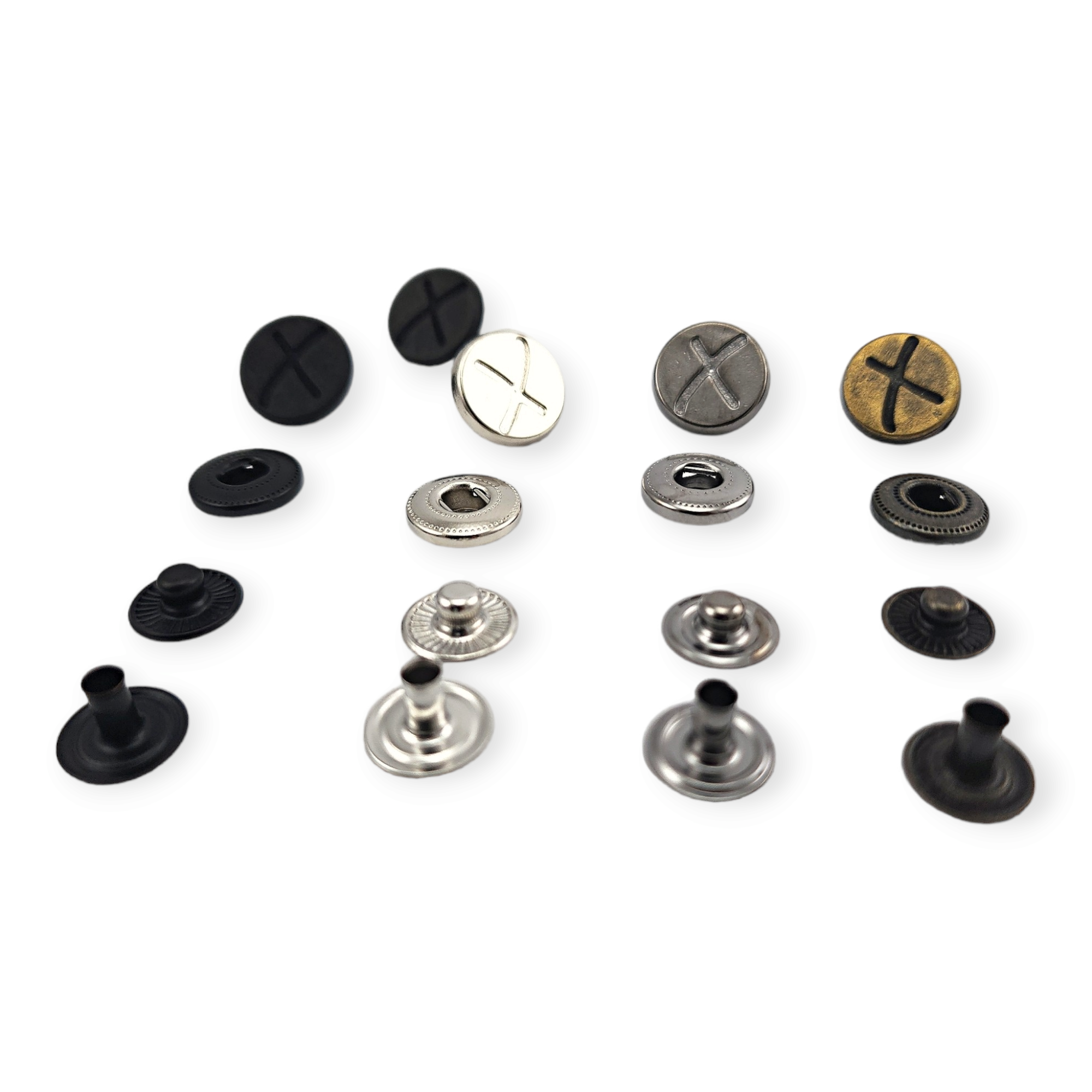 X Patterned Metal Snap Fasteners Button 15 mm 27 L E 521