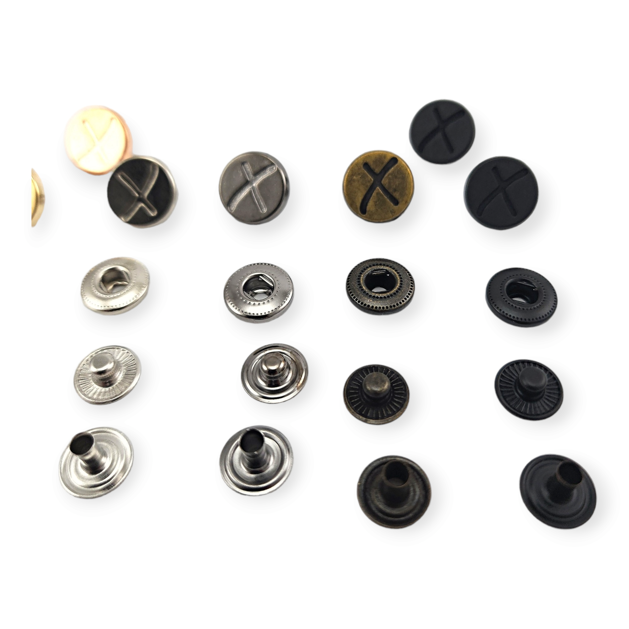 X Patterned Metal Snap Fasteners Button 15 mm 27 L E 521