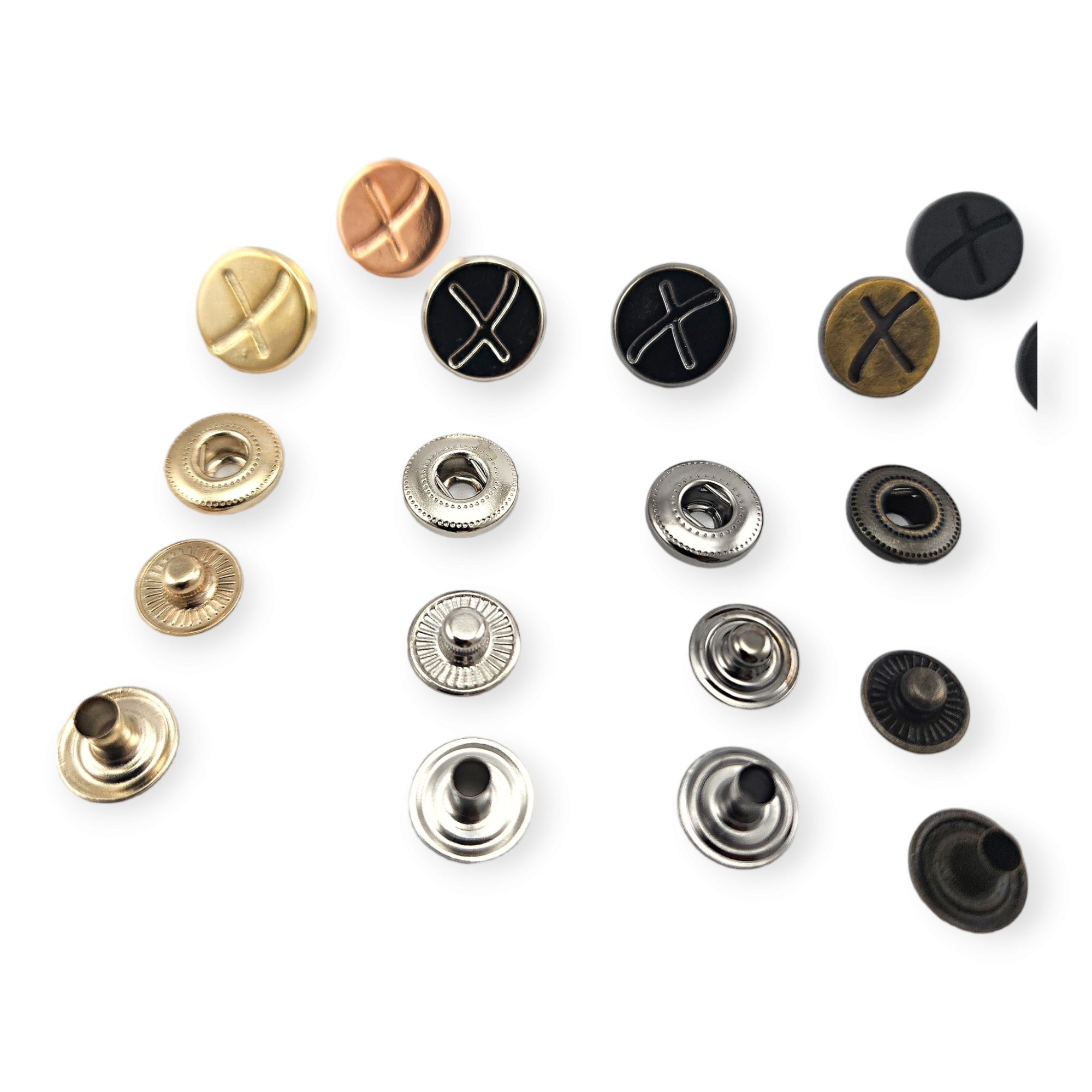 X Patterned Metal Snap Fasteners Button 15 mm 27 L E 521