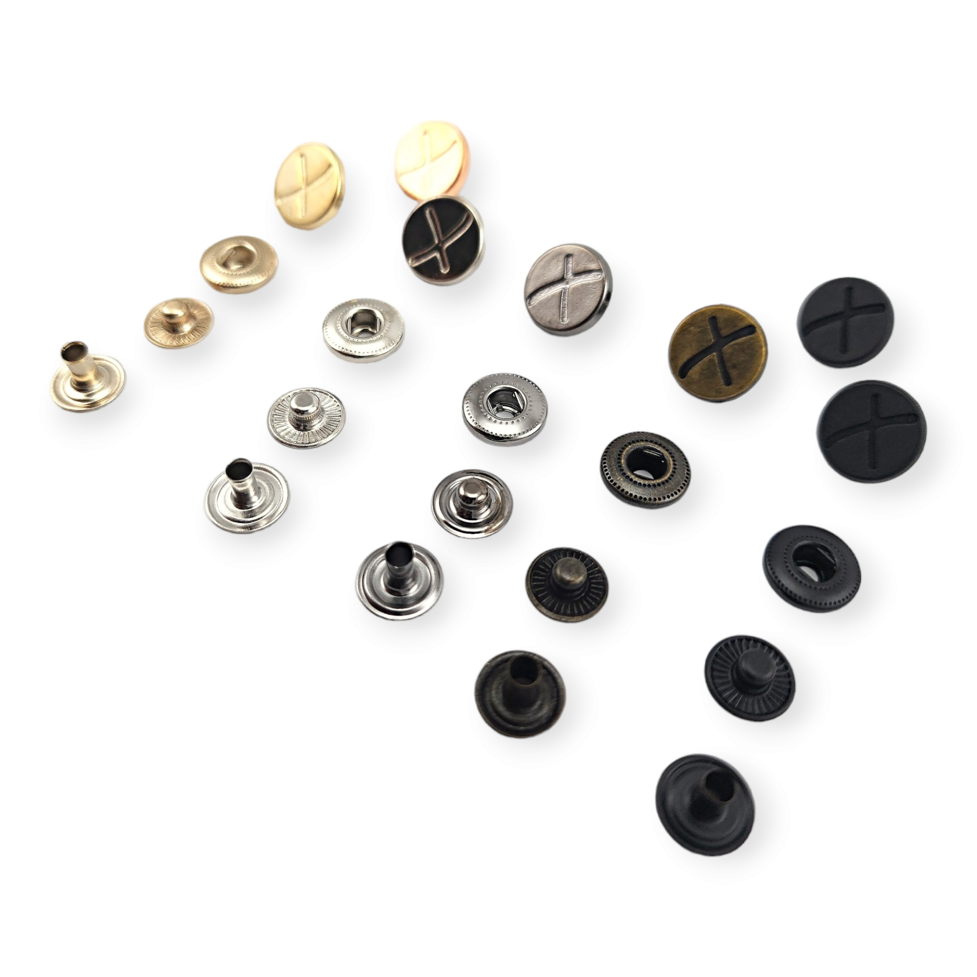 X Patterned Metal Snap Fasteners Button 15 mm 27 L E 521