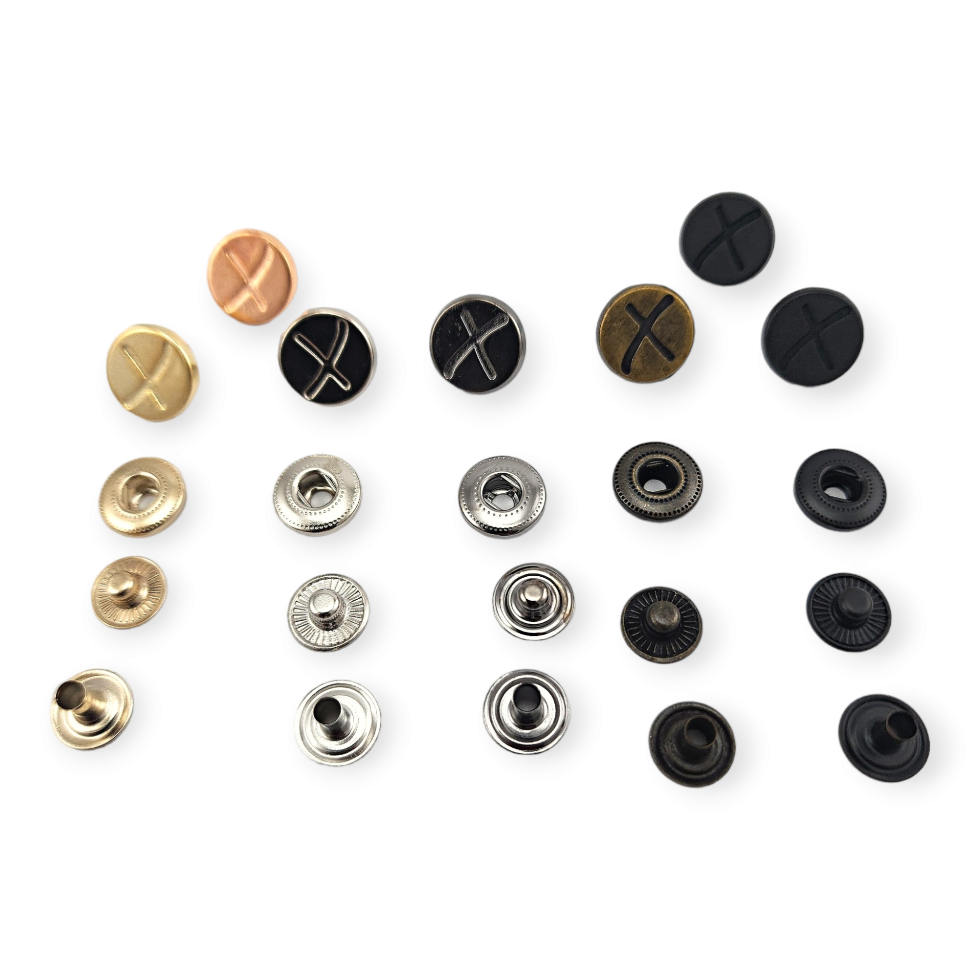 X Patterned Metal Snap Fasteners Button 15 mm 27 L E 521