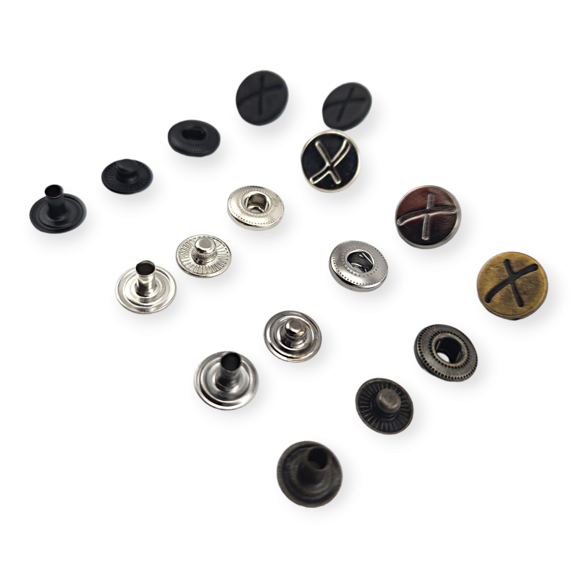 X Patterned Metal Snap Fasteners Button 15 mm 27 L E 521