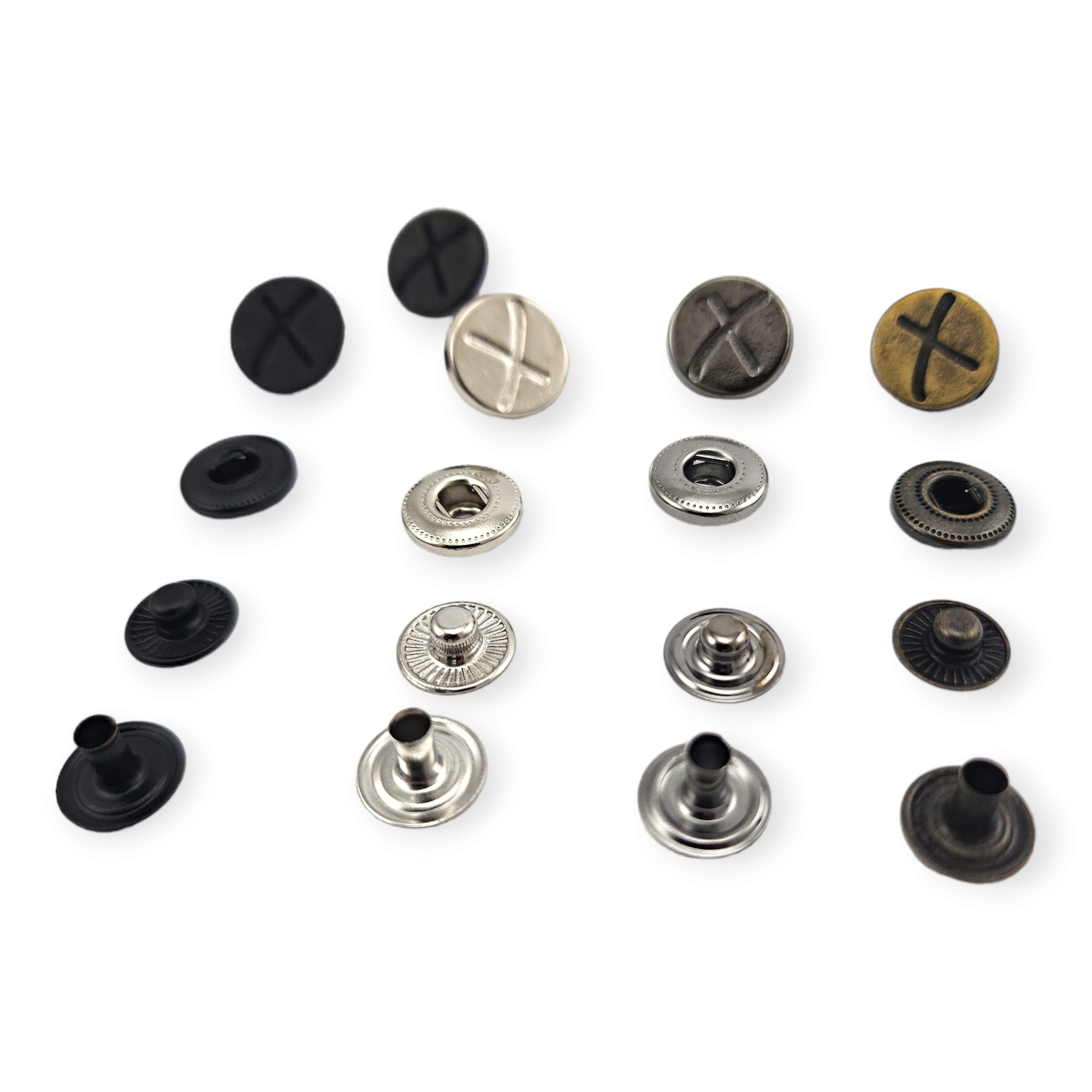 X Patterned Metal Snap Fasteners Button 15 mm 27 L E 521