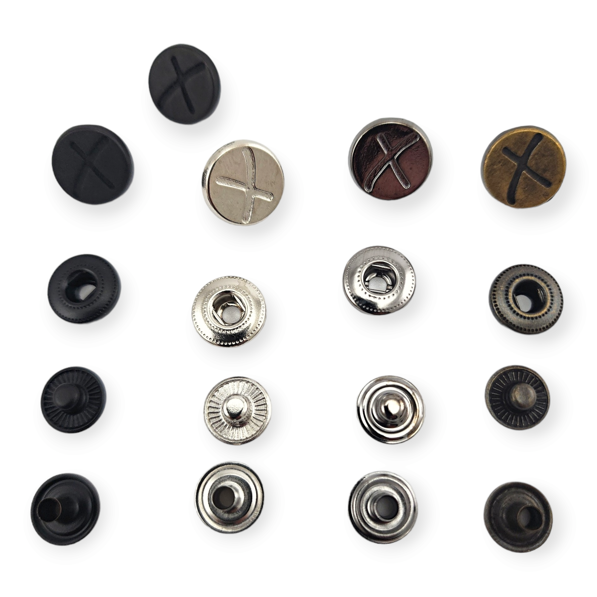 X Patterned Metal Snap Fasteners Button 15 mm 27 L E 521