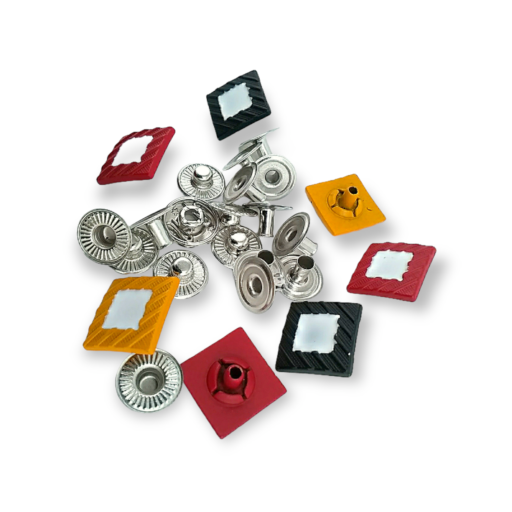 Mineli ve Boyalı Kare Çıtçıt Düğme 14 x 14 mm Metal E 618 MN