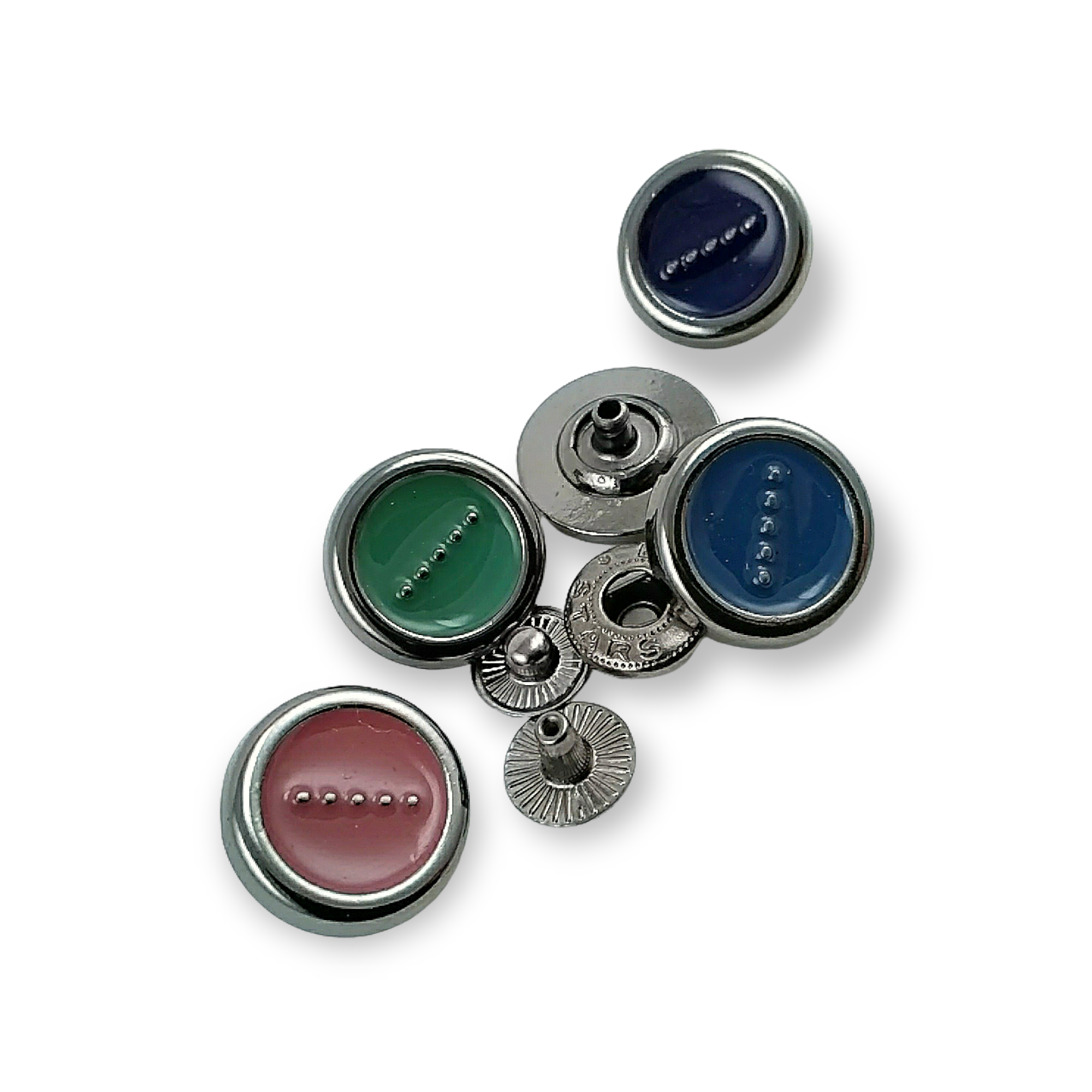 Snap Button Enamel and Dotted Design 15 mm - 24 L E 666 Snap Button Enamel and Dotted Design 15 mm - 24 L E 666