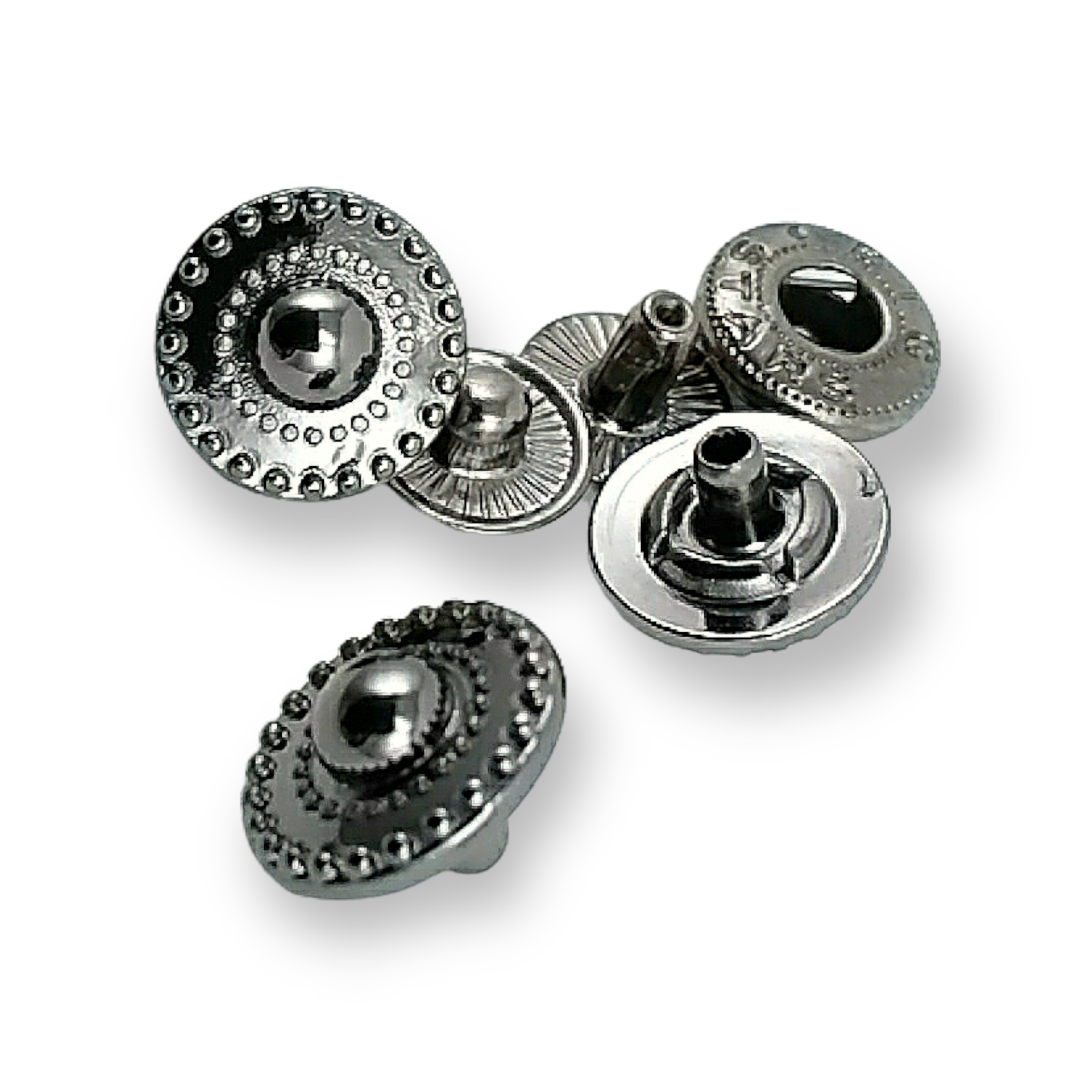 Desenli Zamak Çıtçıt düğme 12 mm - 18 boy E 768