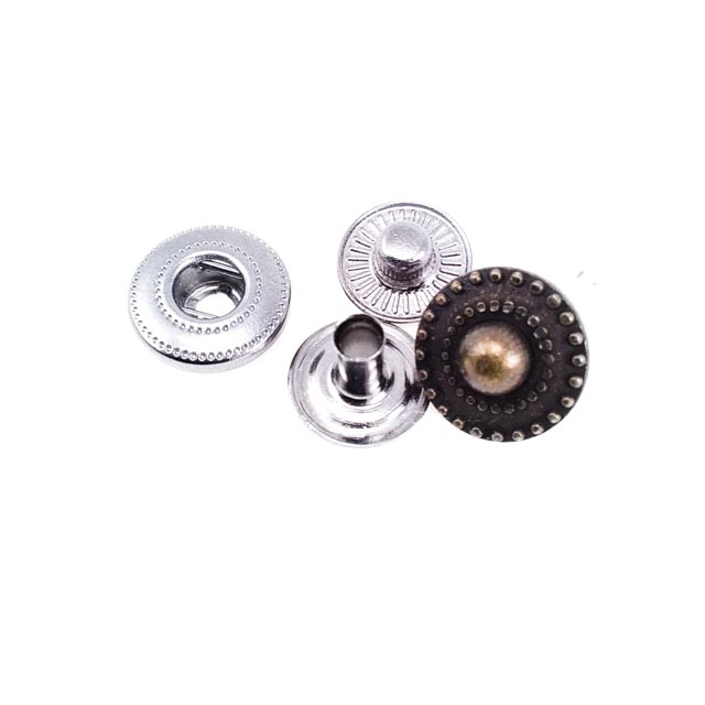 Desenli Zamak Çıtçıt düğme 12 mm - 18 boy E 768