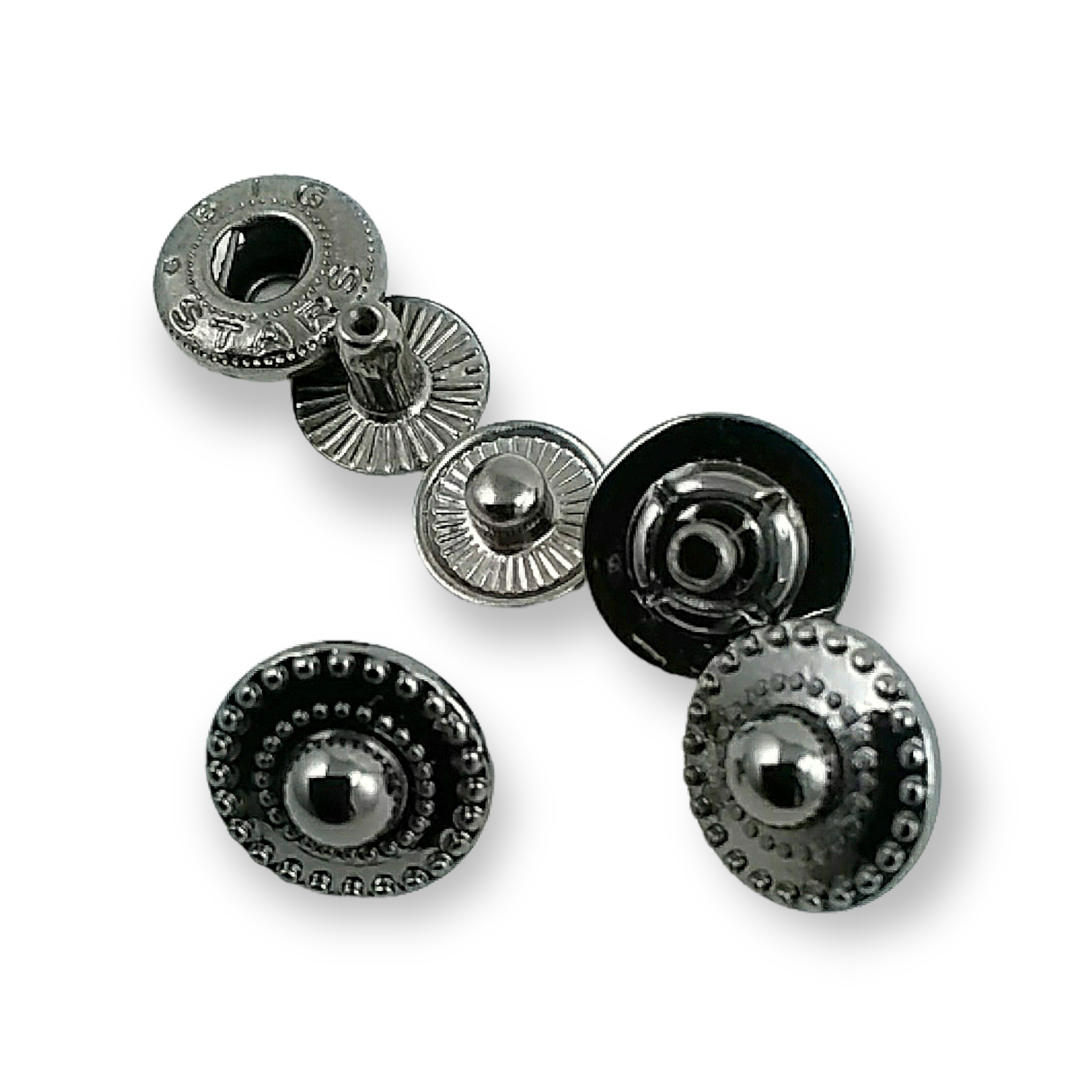 Desenli Zamak Çıtçıt düğme 12 mm - 18 boy E 768